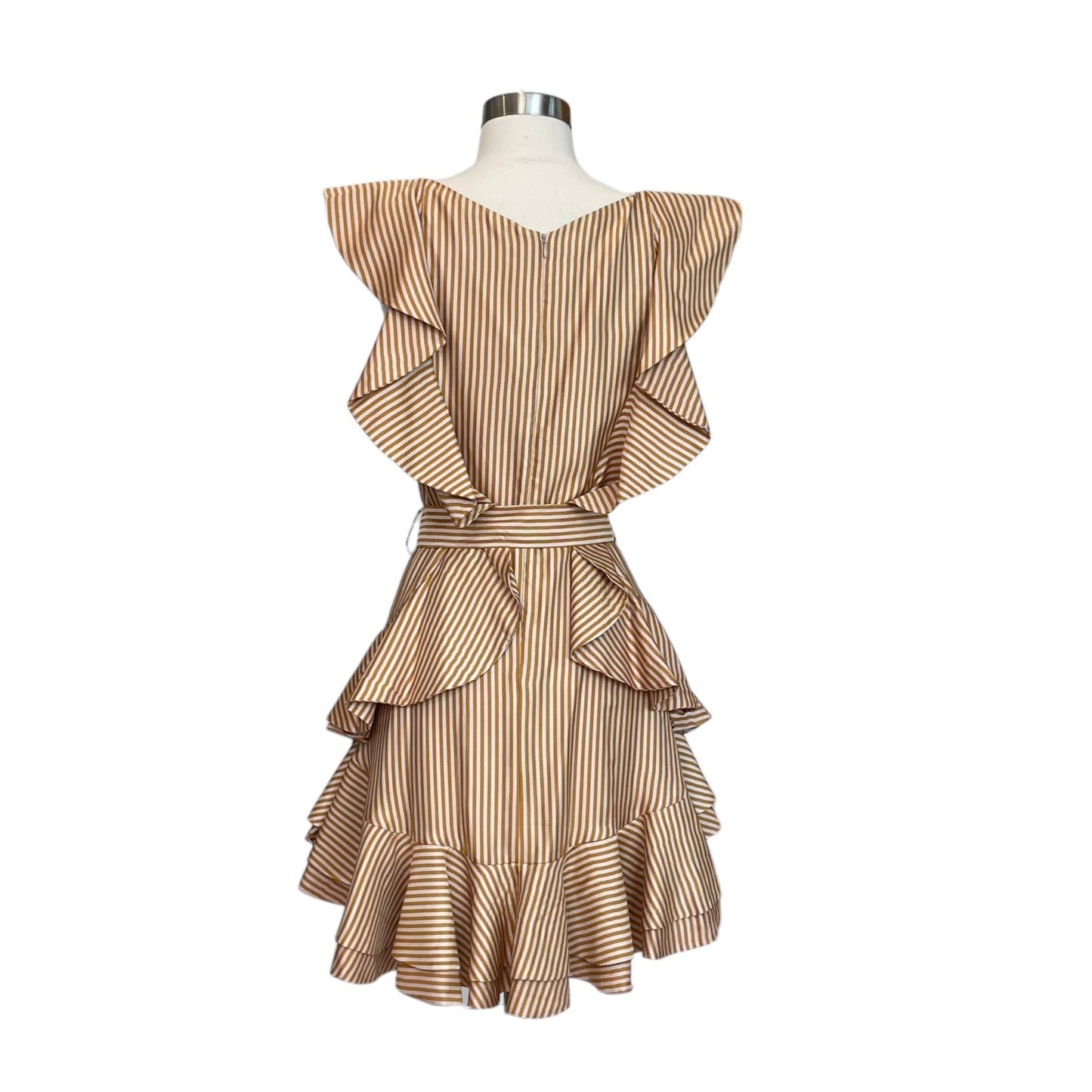 Orange Striped Silk Dress - 2