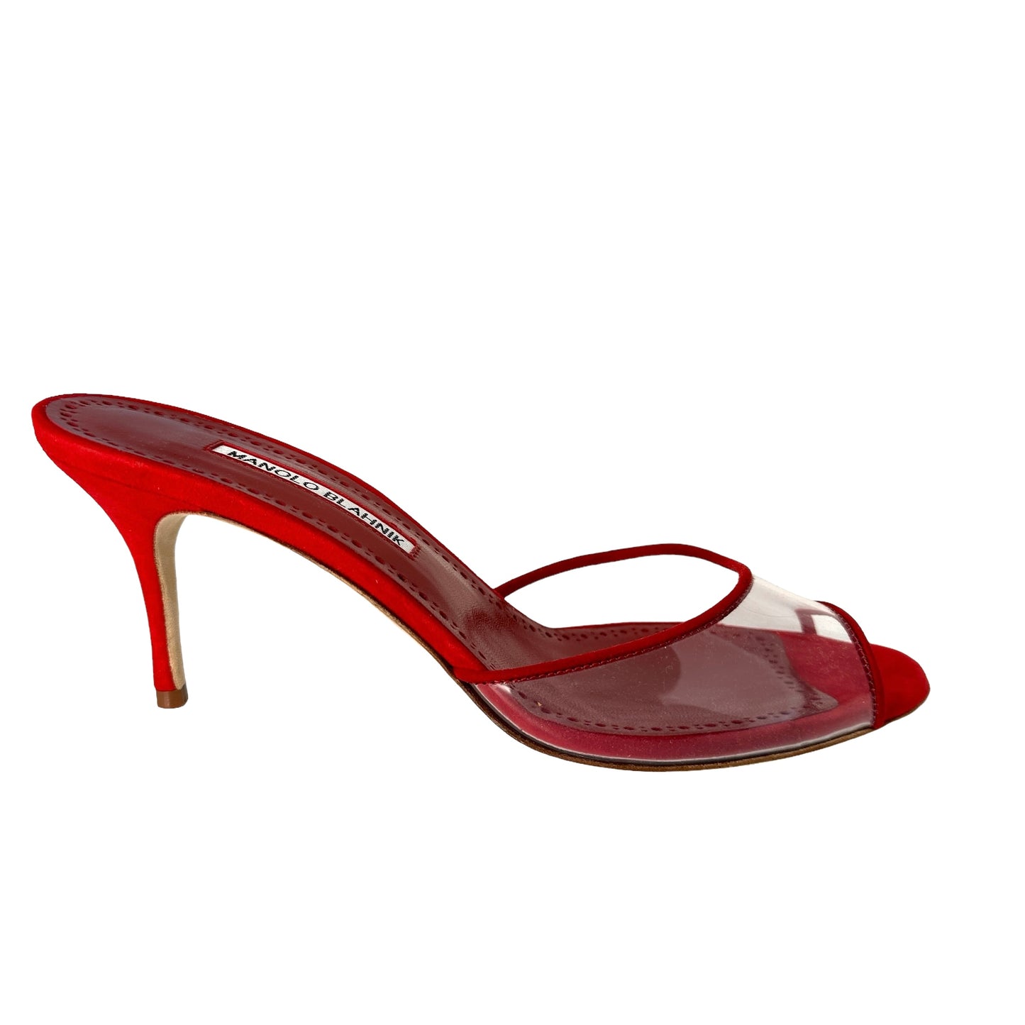 Red Suede & Plexi Mules - 9.5