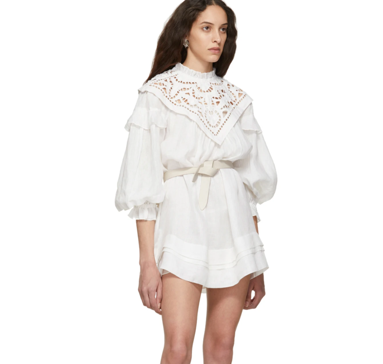 White Leather Belt - S