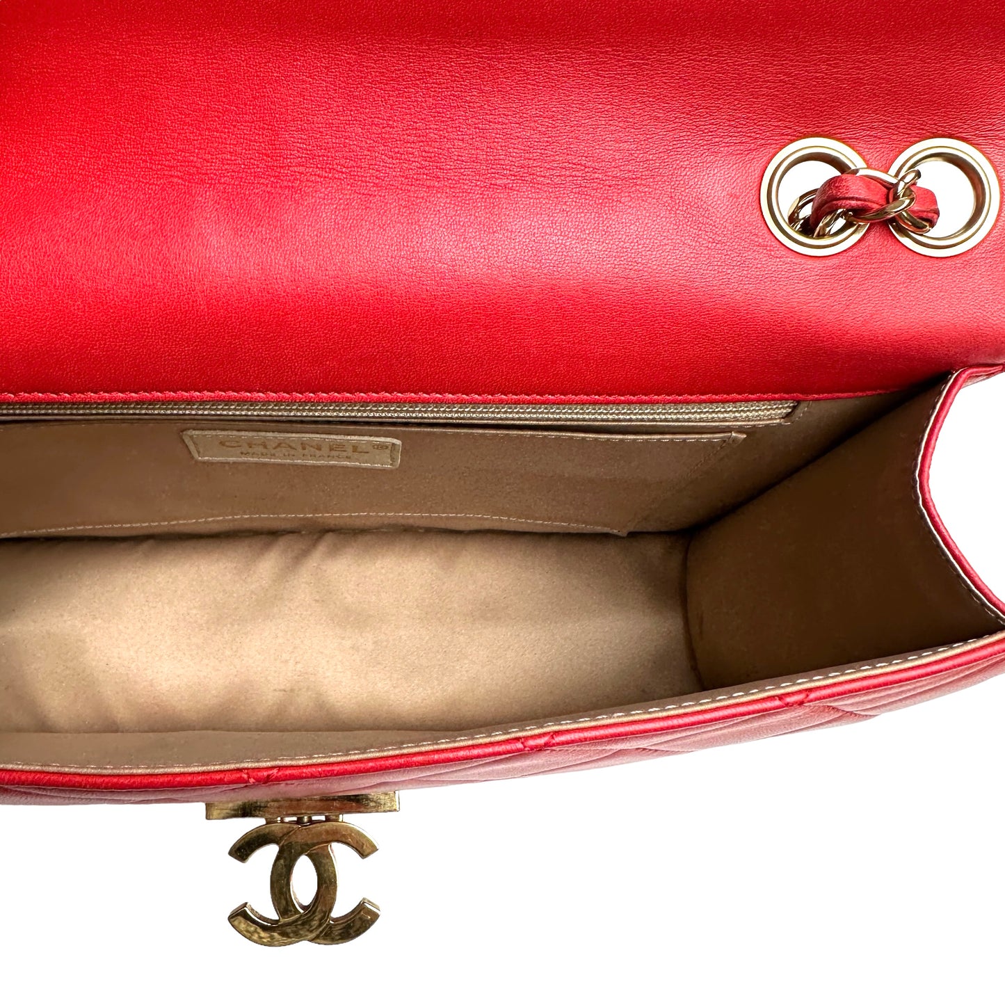 Red Flap with Gold Hardware Bag