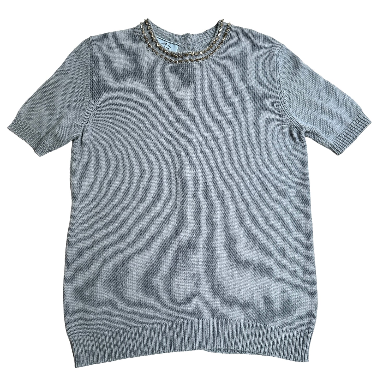 Light Blue Top w/Crystals - L