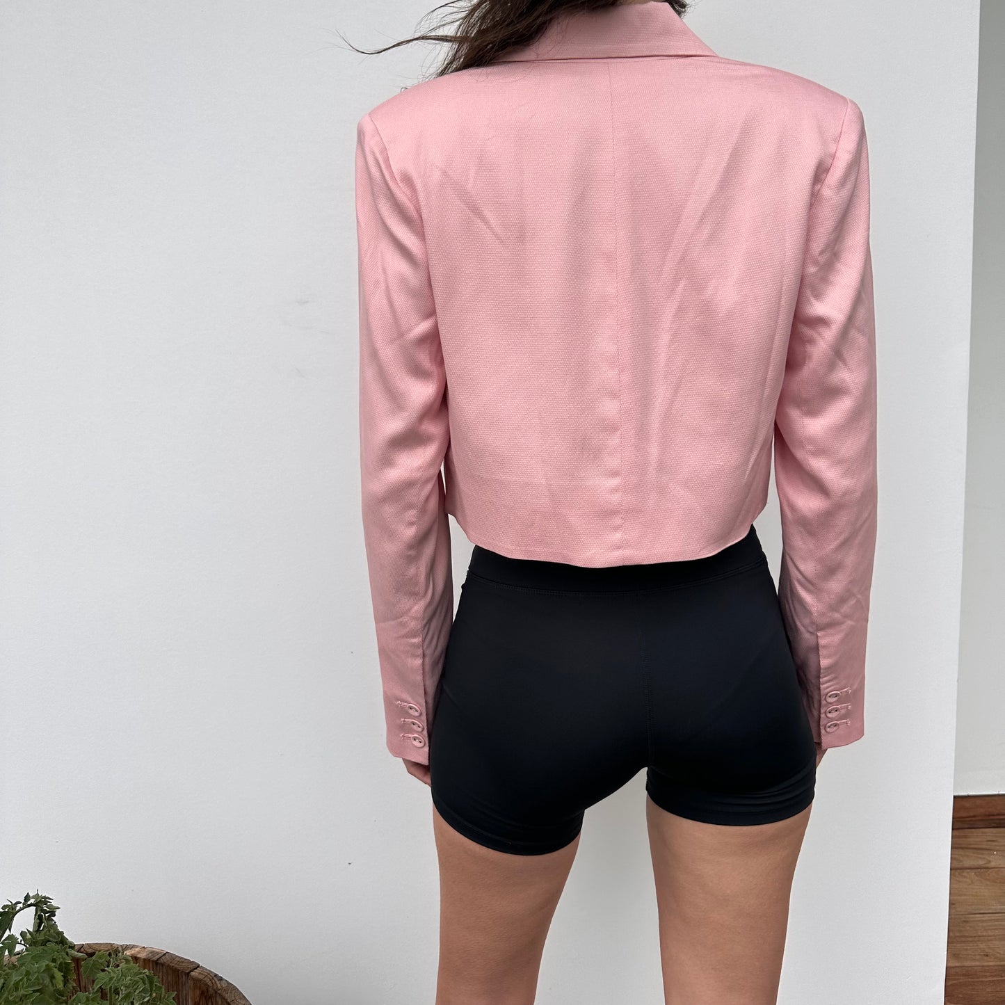 Pink Silk Cropped Blouse - S