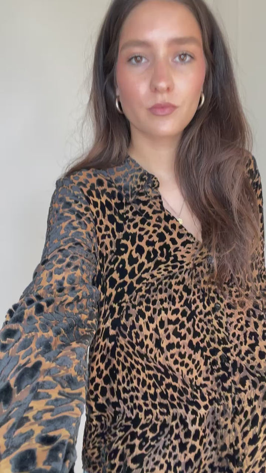 Leopard Velvet Shirt - M