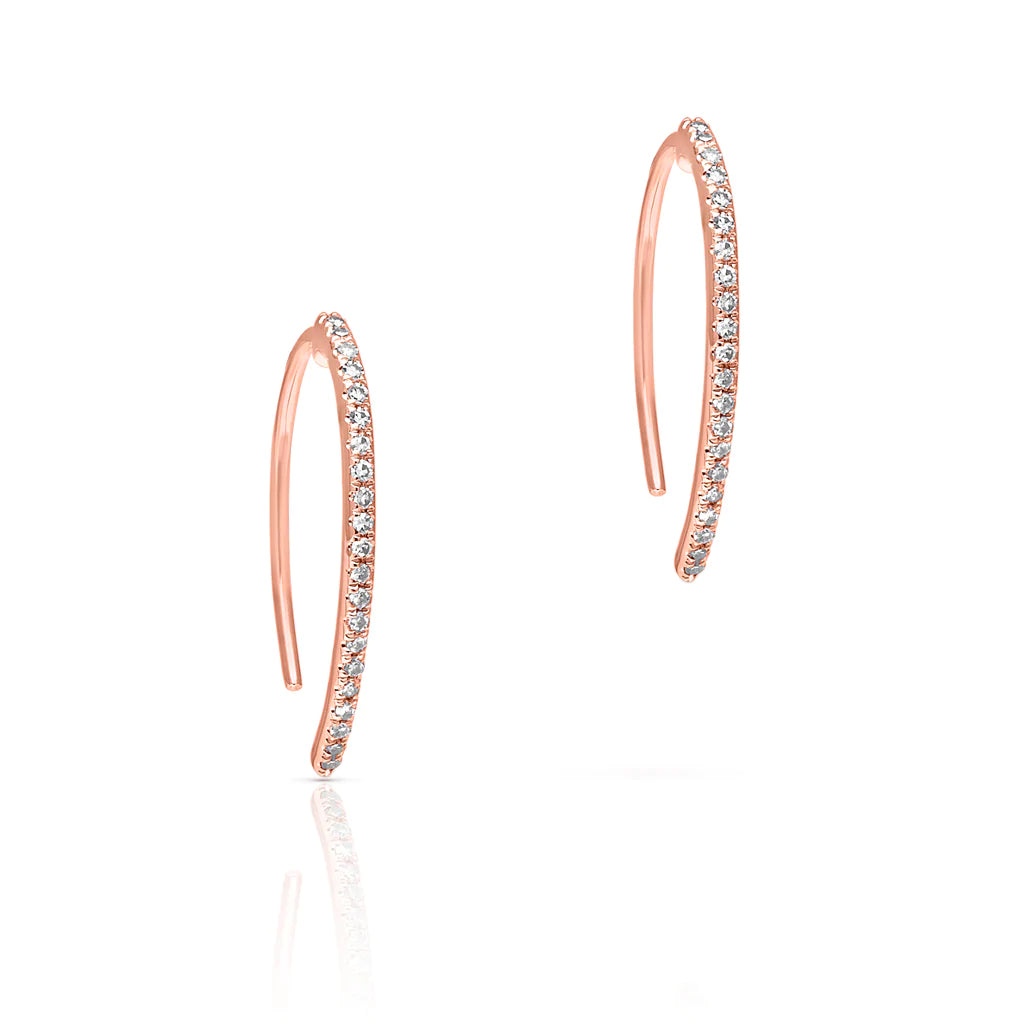 Rose Gold Diamond Wishbone Earrings