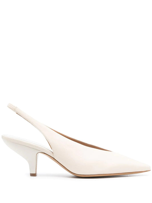 Cream Leather Kitten Heels - 7.5