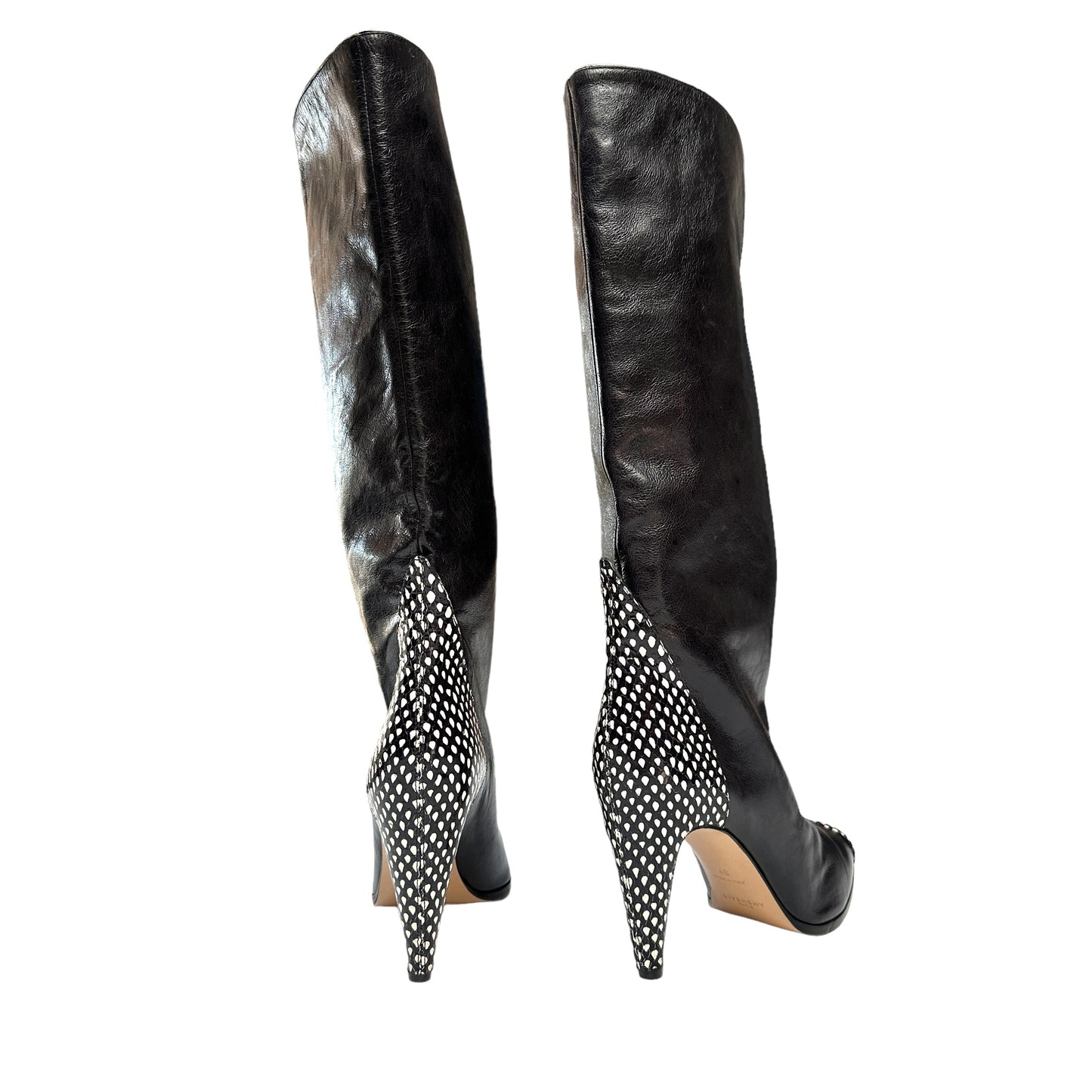 Black Tall Boots w/Python Detail - 10