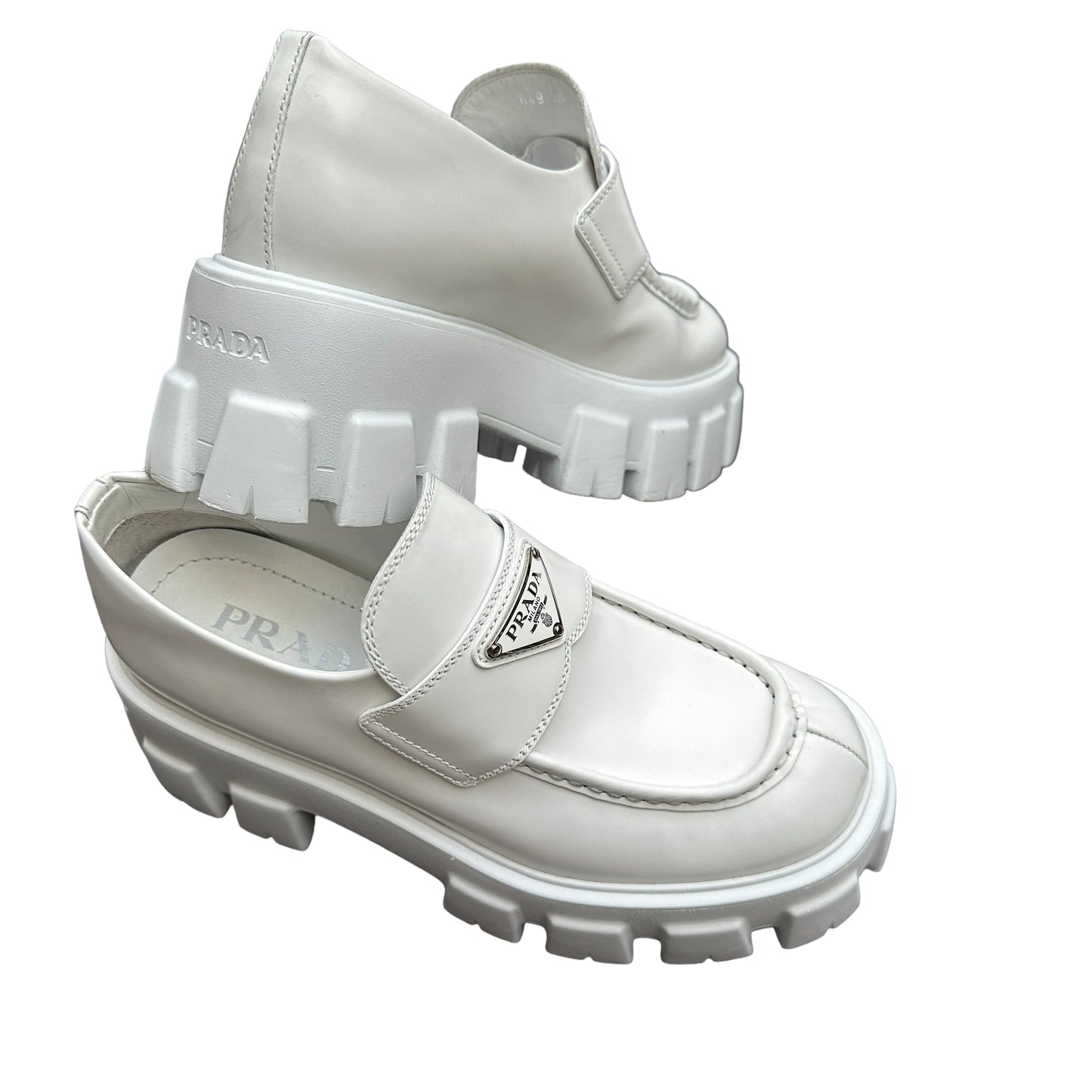 White Prada Chunky Loafers - 6.5o