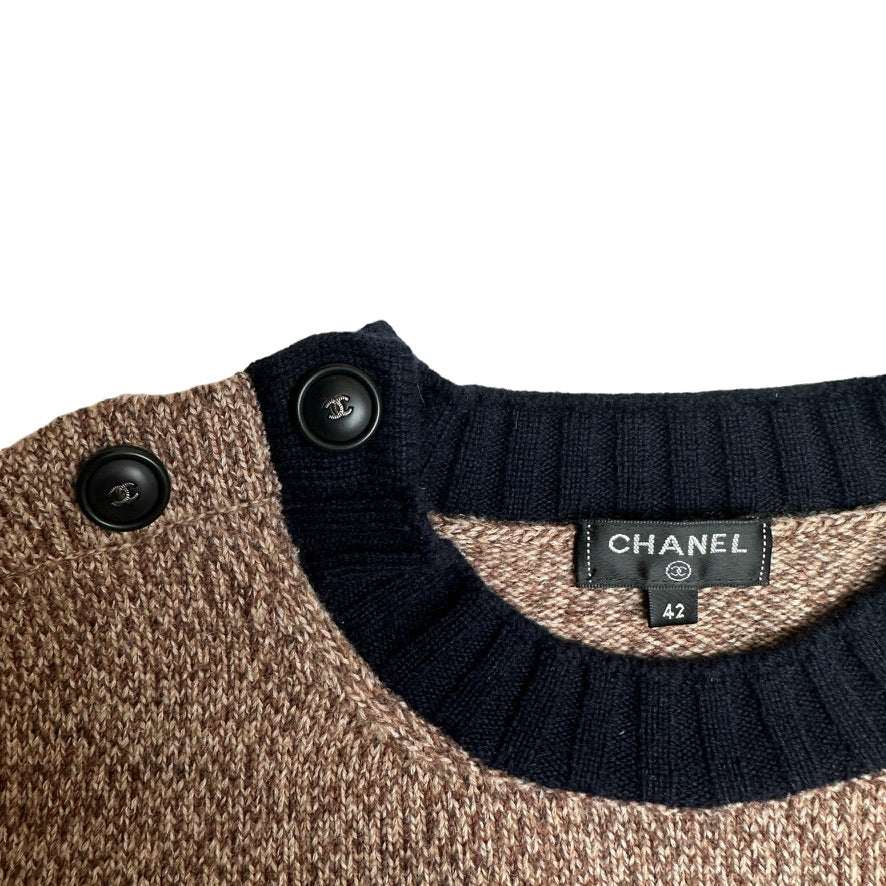 Brown Sweater w/CC logo Buttons - L