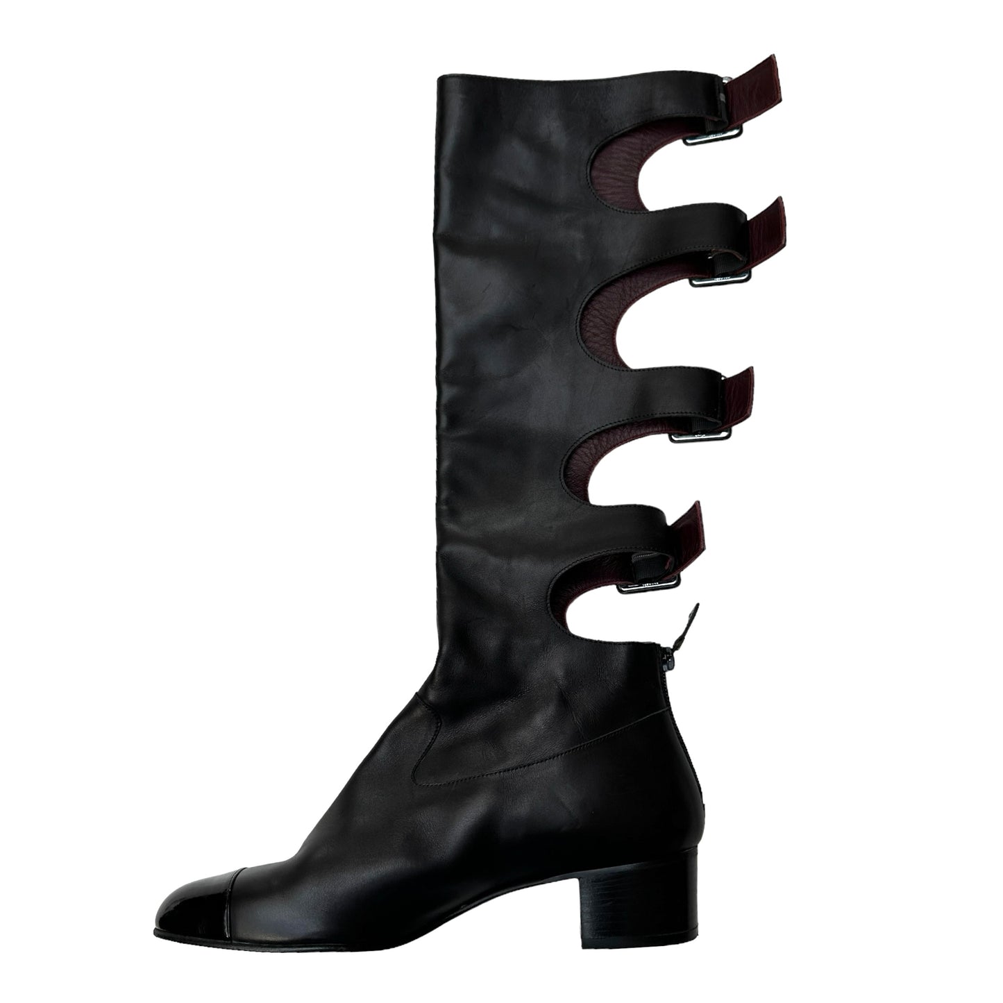 Black Tall Buckles Boots - 10