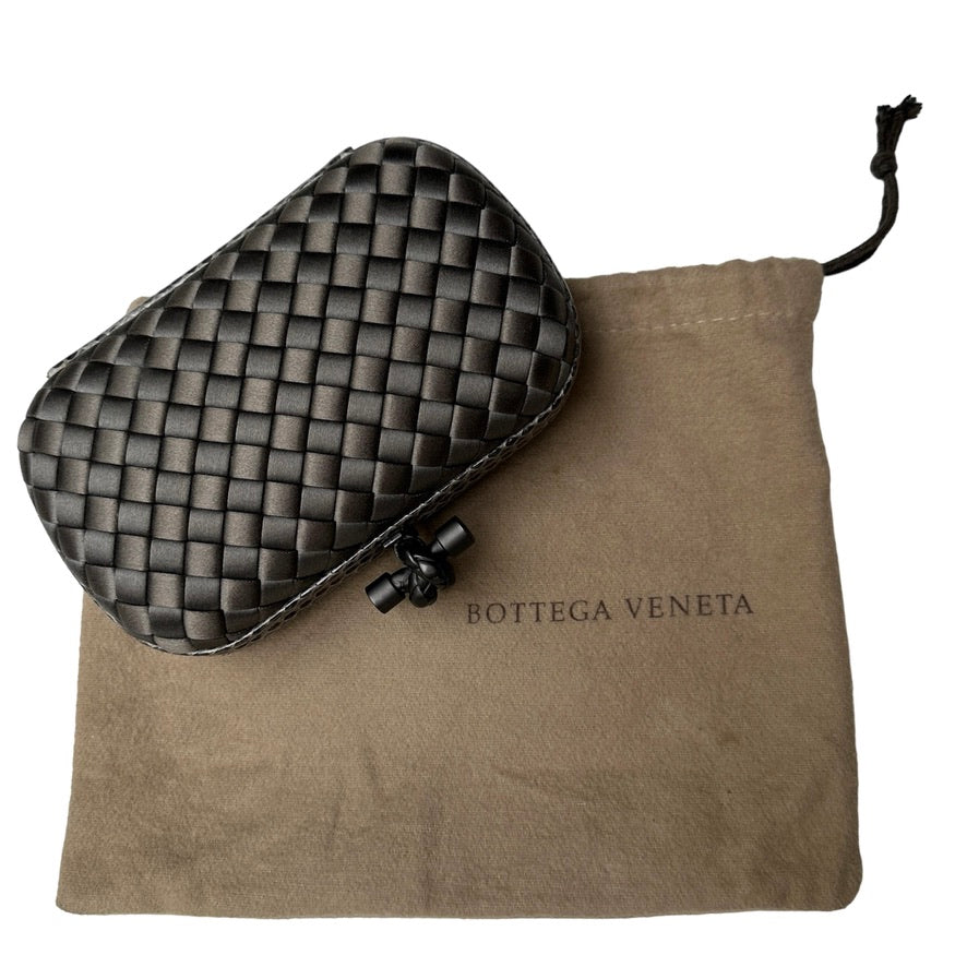 Intrecciato Satin & Snake Skin Clutch