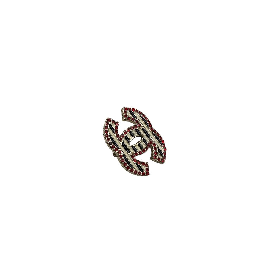 Striped Logo Earrings w/Crystals