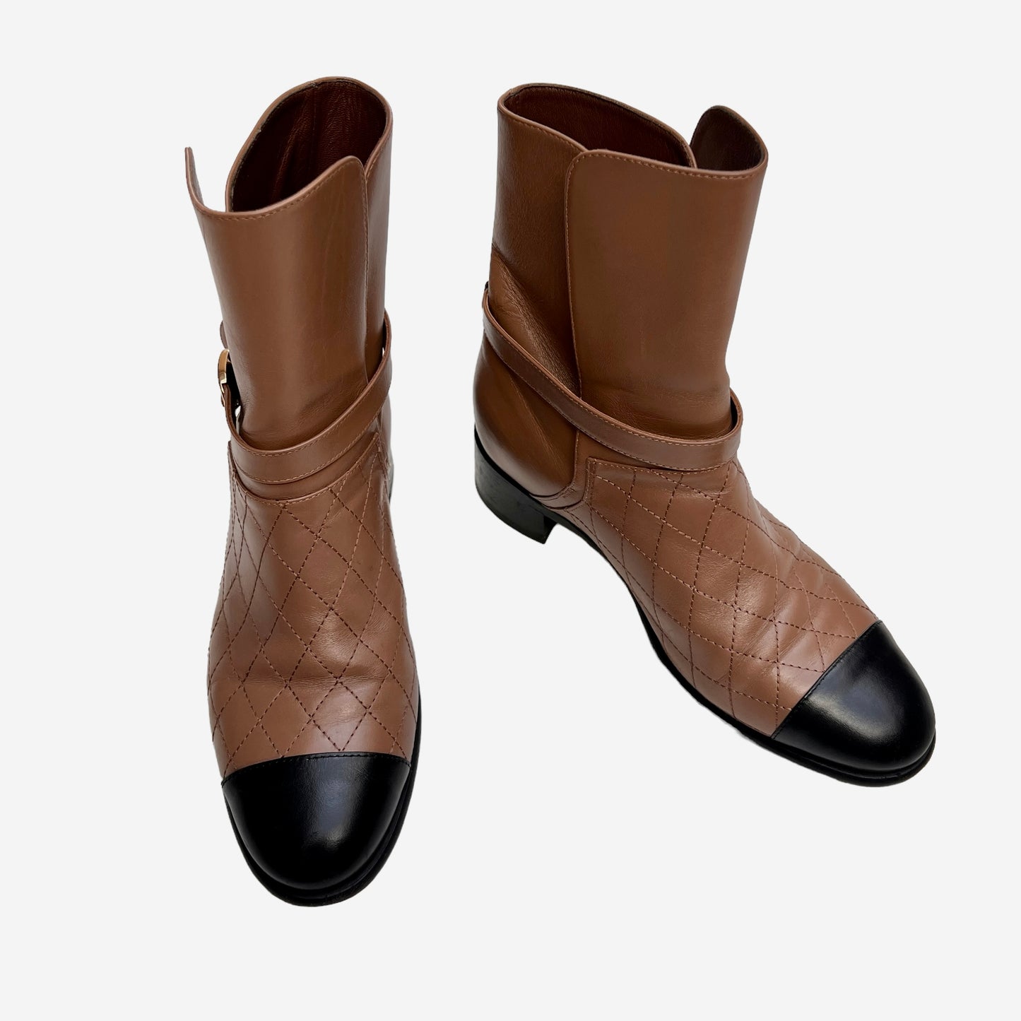 Brown & Black Leather Boots - 7.5