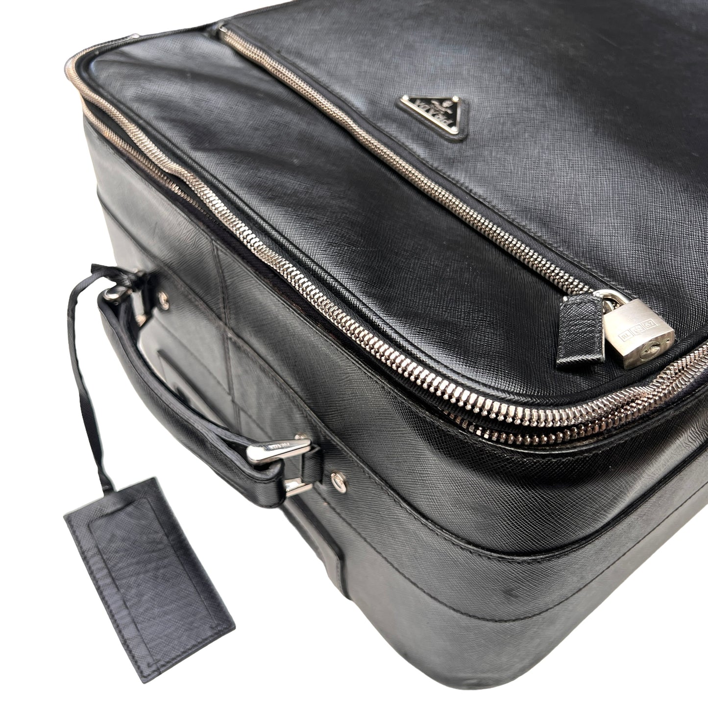 Black Saffiano Leather Suitcase