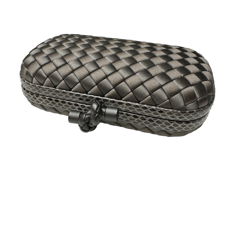 Intrecciato Satin & Snake Skin Clutch