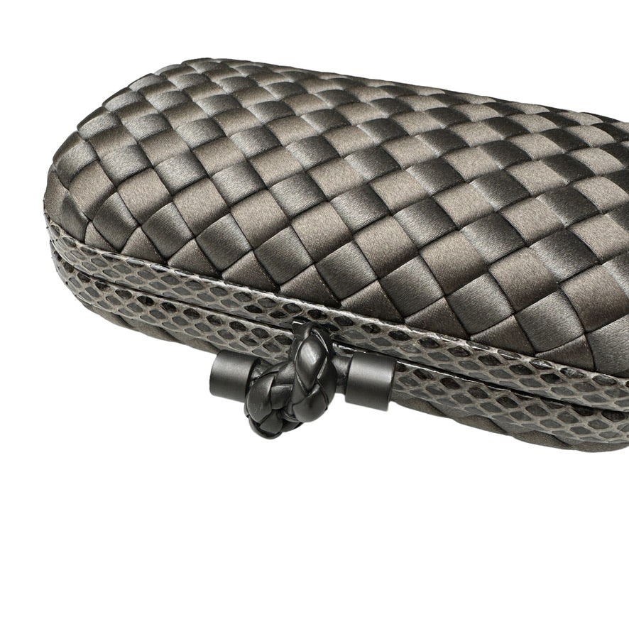 Intrecciato Satin & Snake Skin Clutch