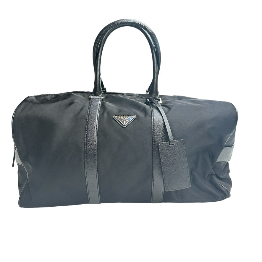 Black Logo Nylon Duffle Bag