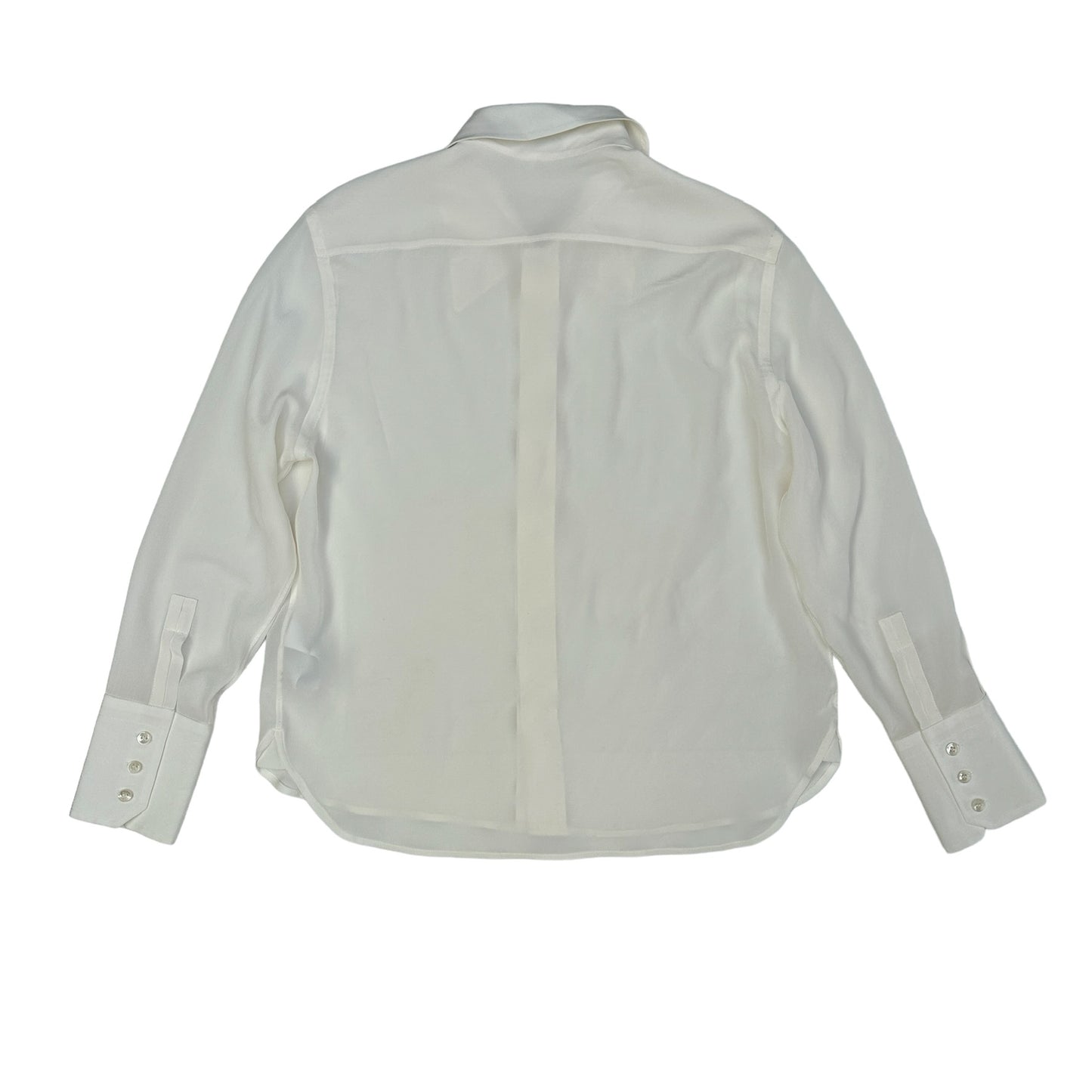 White Silk Button Down Shirt - M