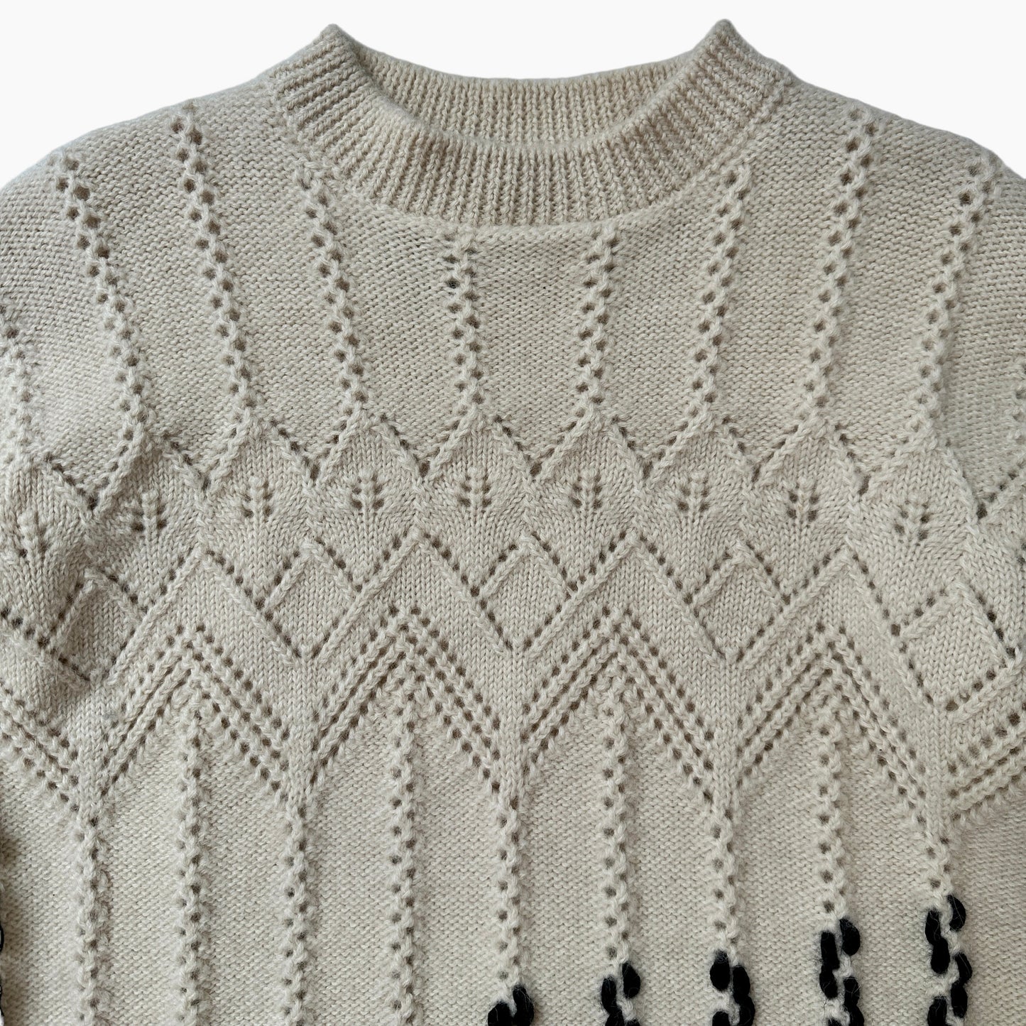 Beige Sweater w/Fringes - S