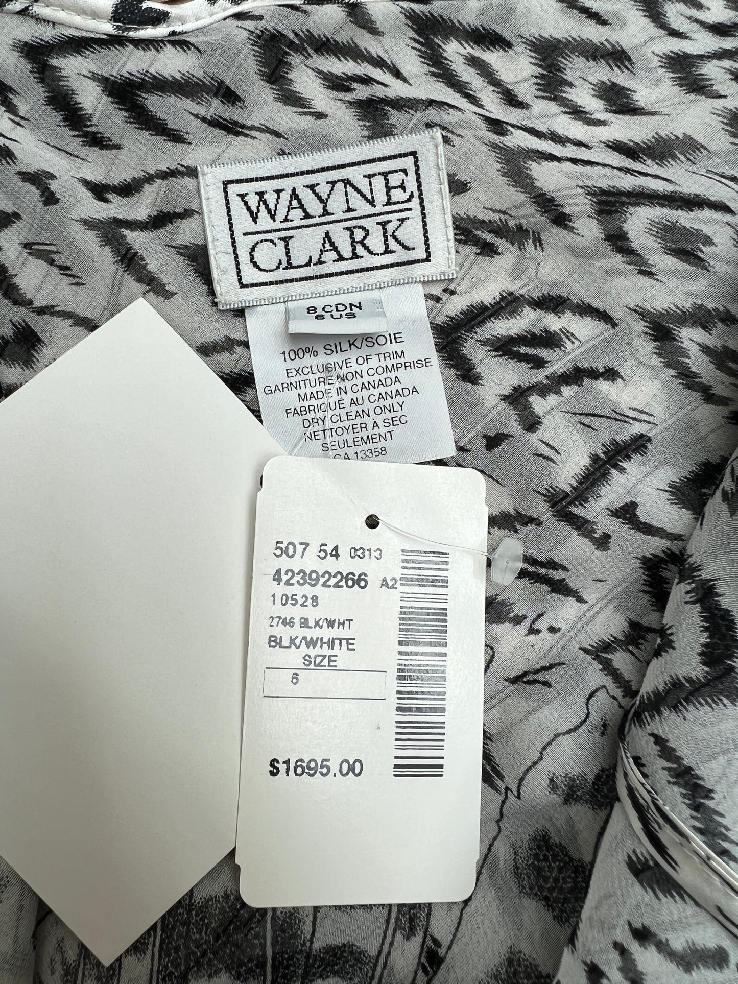 Long Silk Black and White Dress - 6