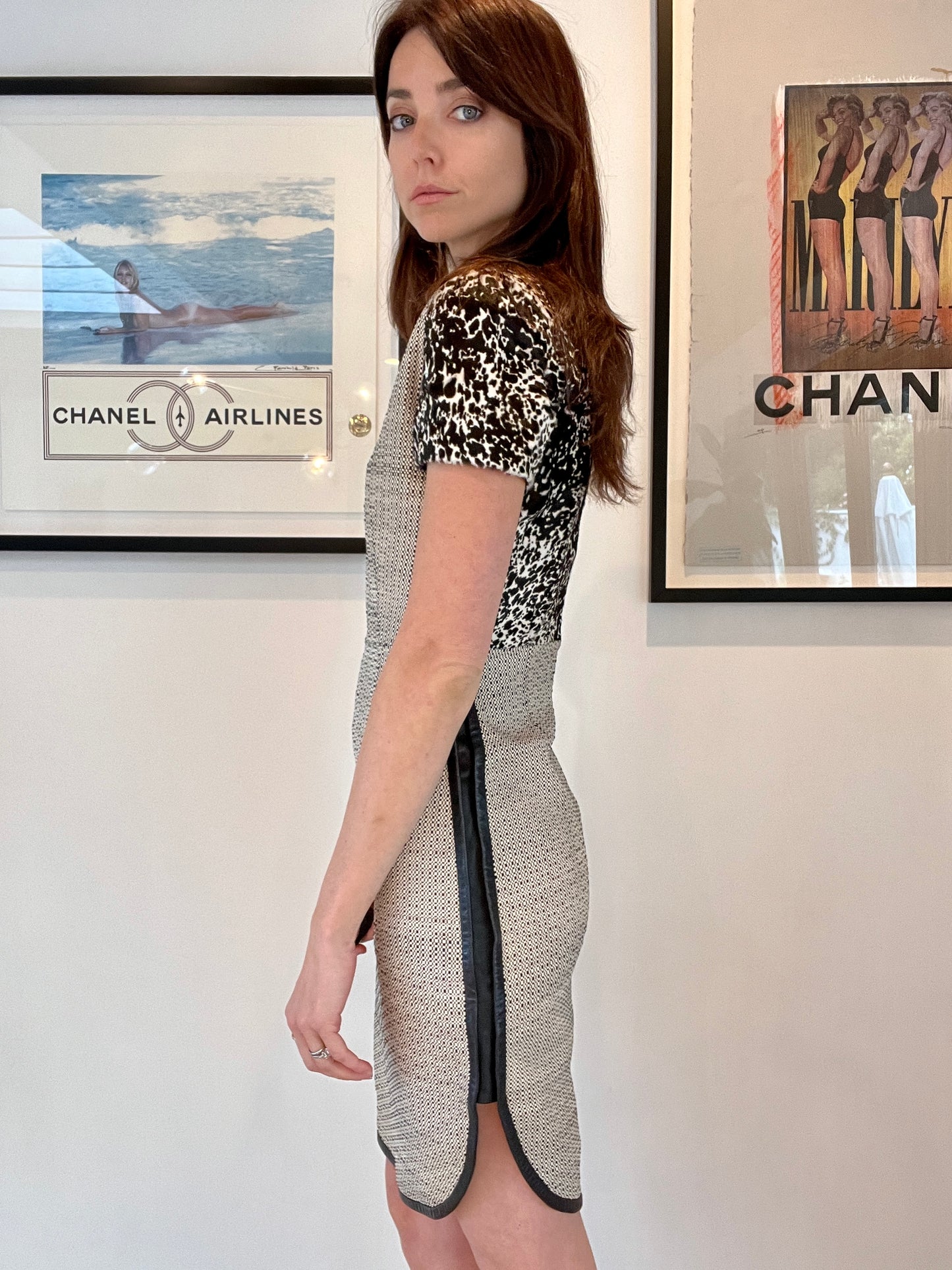 Black and White Leather Dress - S