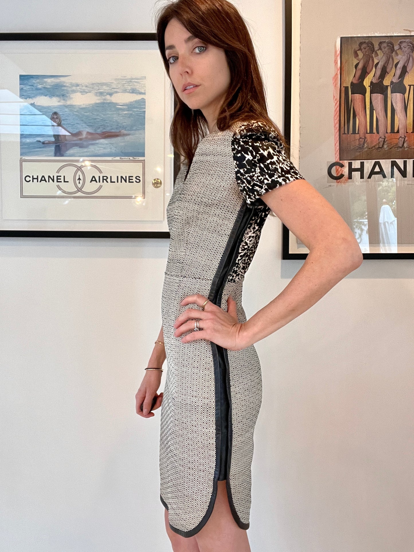 Black and White Leather Dress - S
