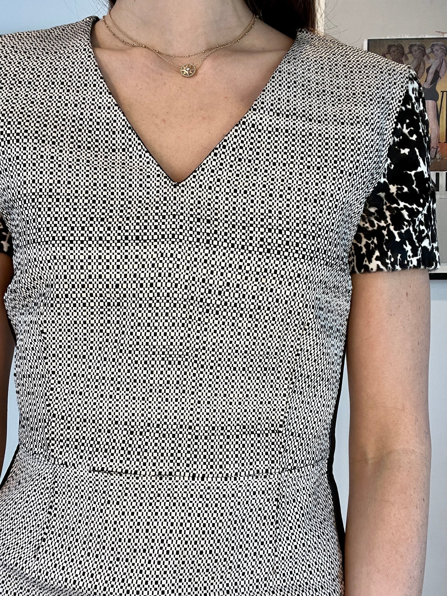 Black and White Leather Dress - S