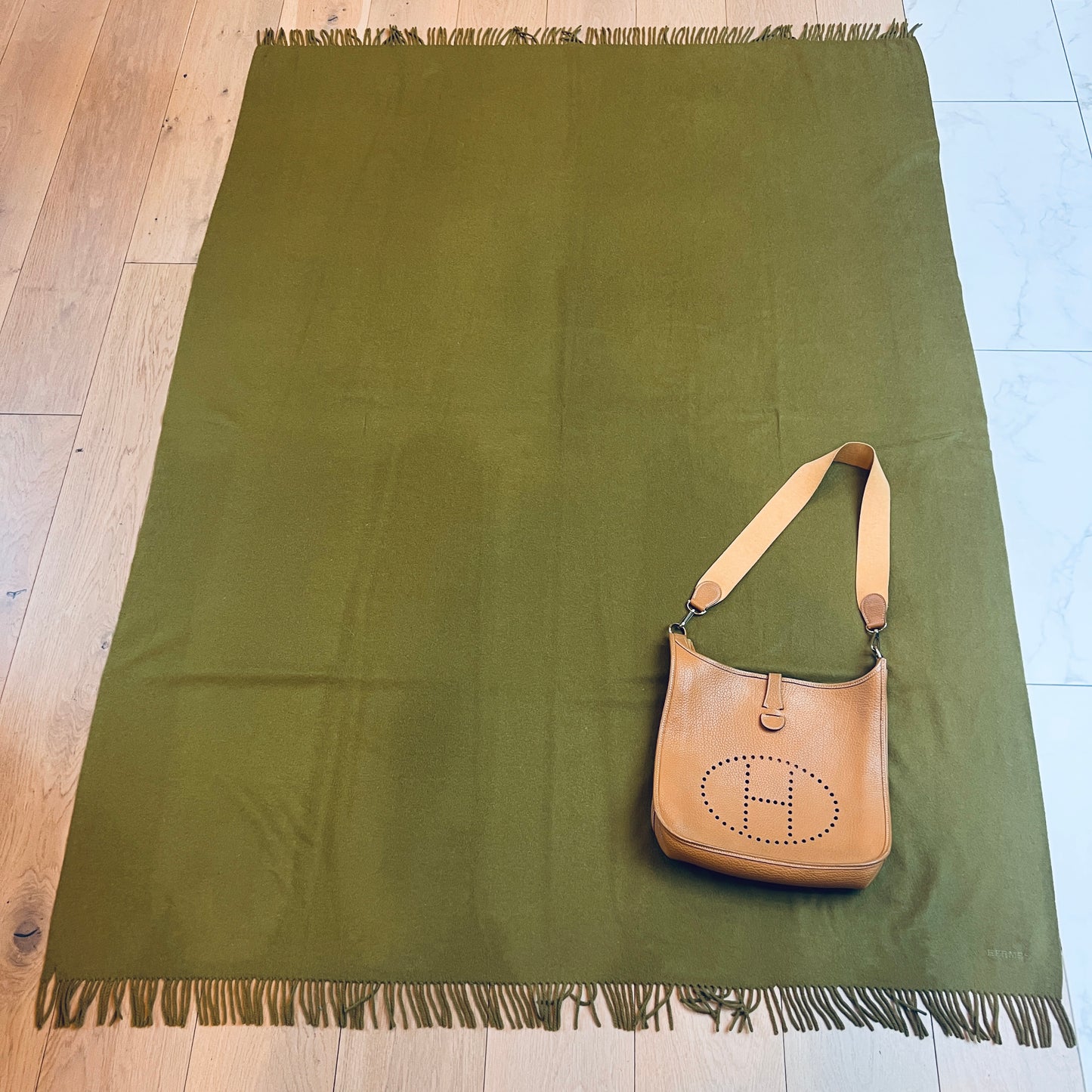 Extra Large Green Cashmere Throw