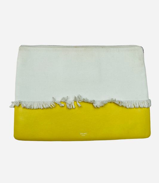 Leather and Fabric Clutch