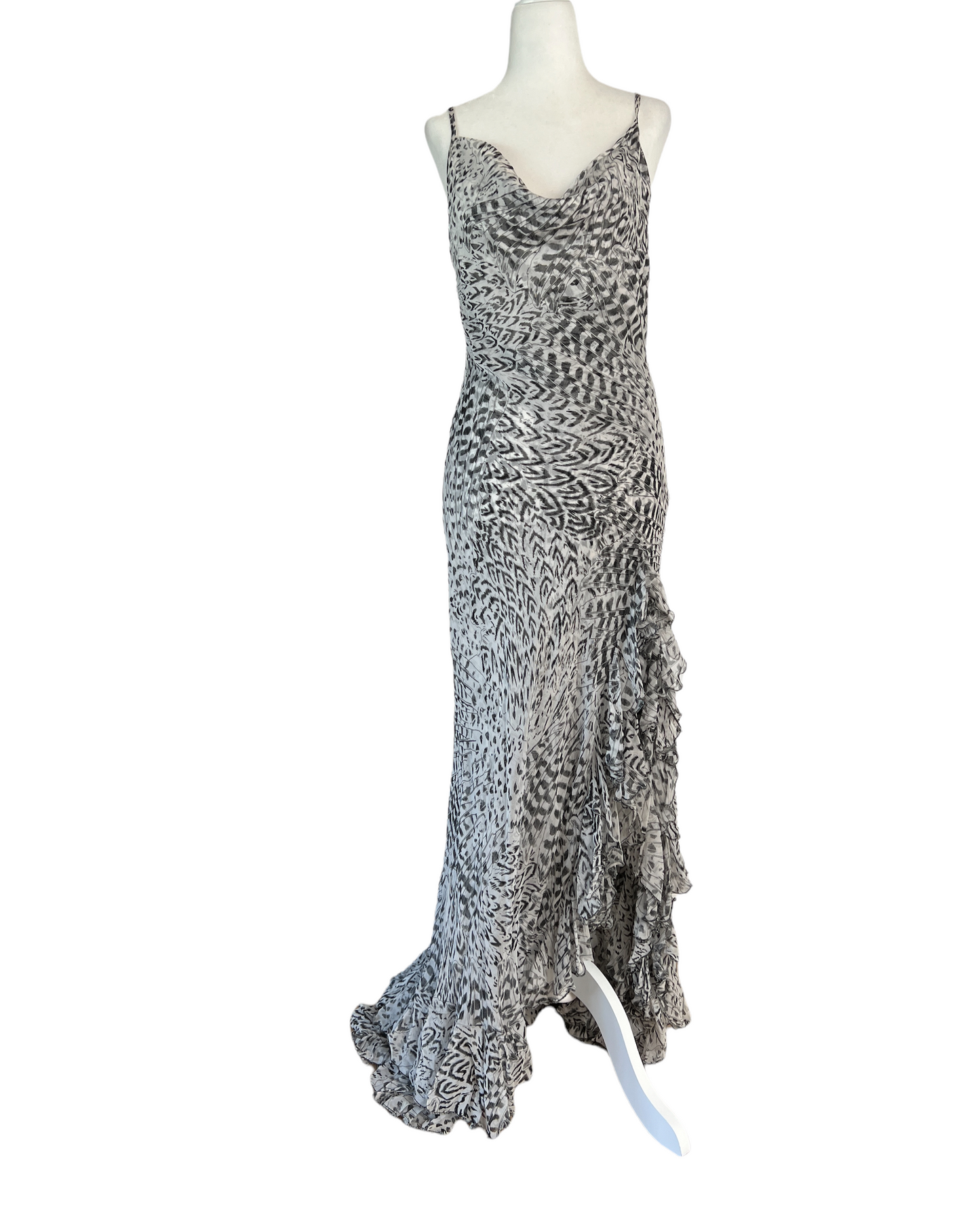 Long Silk Black and White Dress - 6