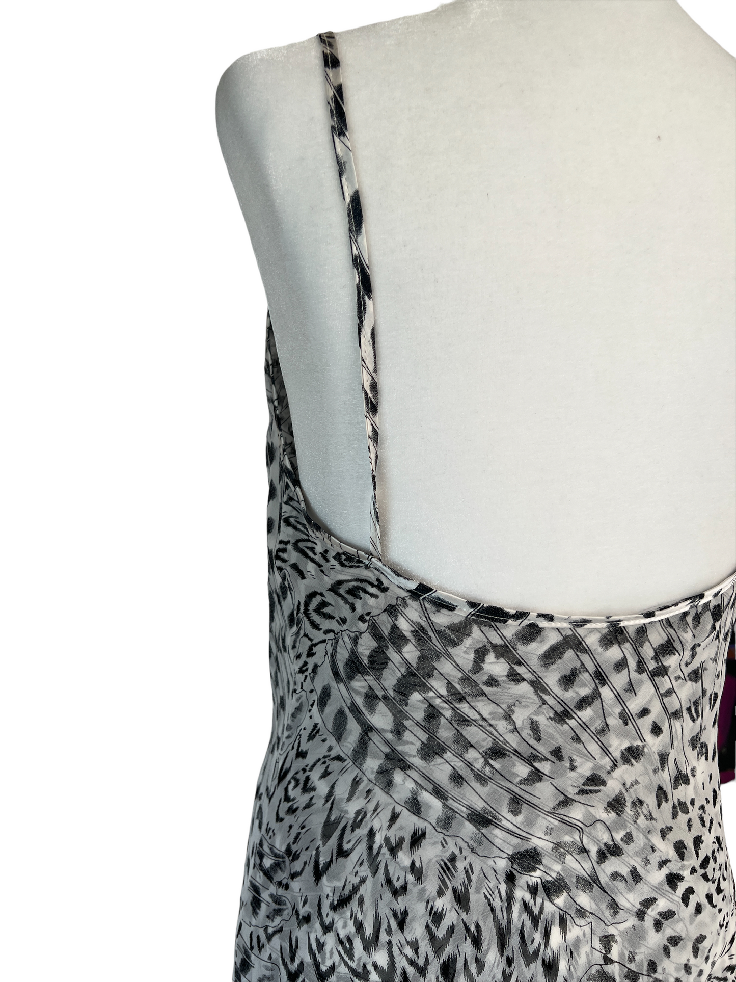 Long Silk Black and White Dress - 6