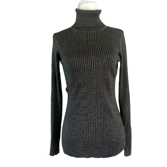 Grey and Green Metallic Turtleneck