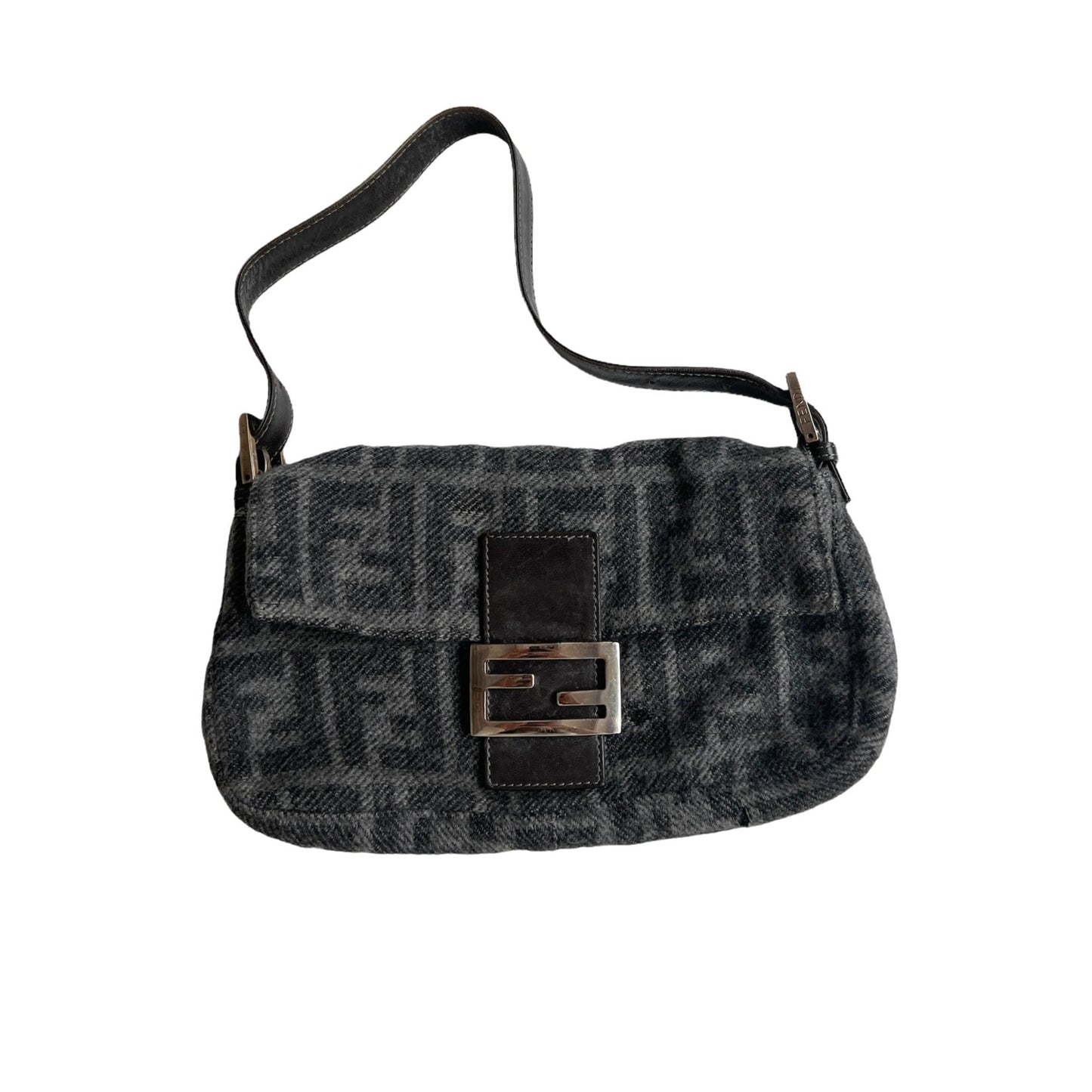 Grey Wool Baguette Bag