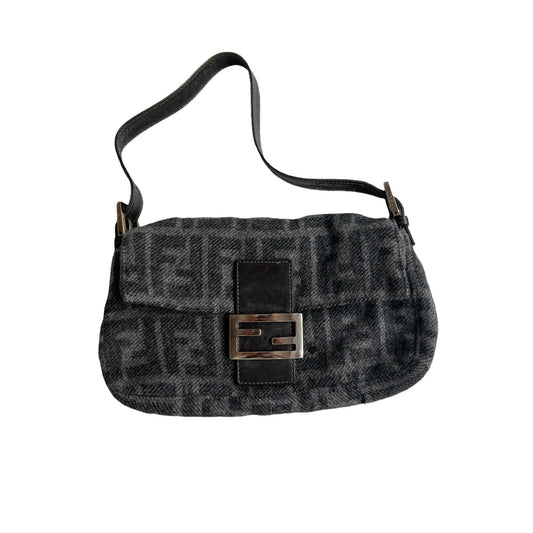 Grey Wool Baguette Bag