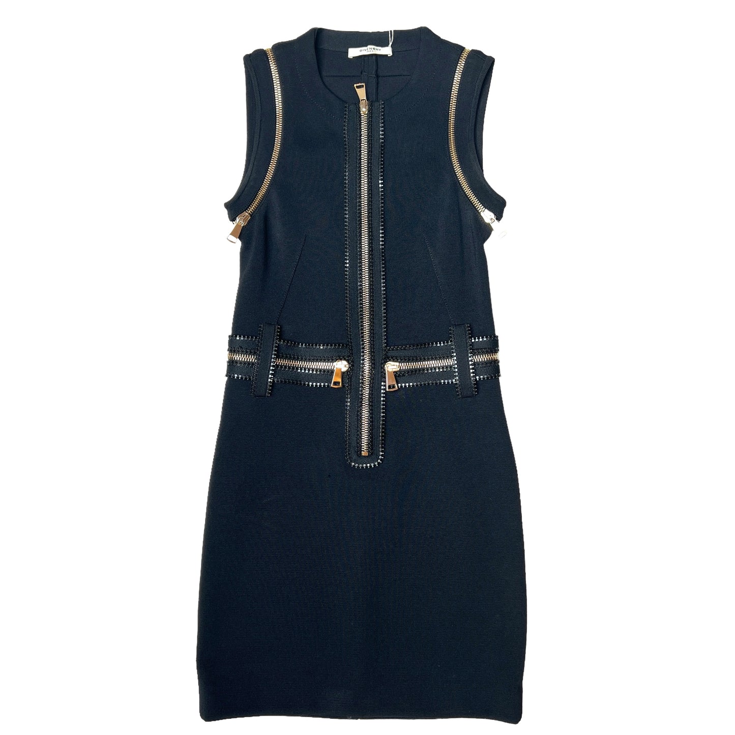 Black Dress with Gold Zippers - S