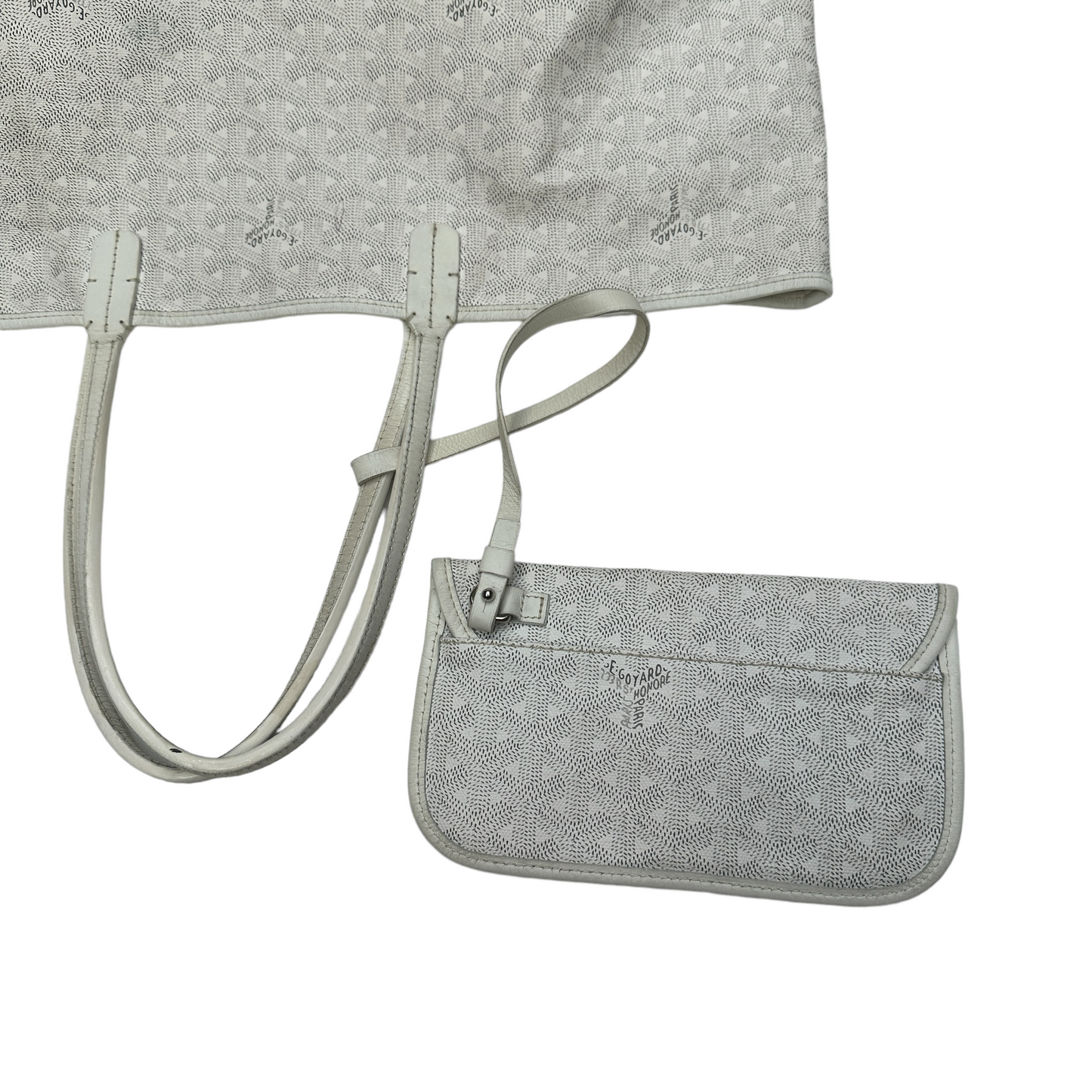 White Goyardine St. Louis Tote w/Pouch