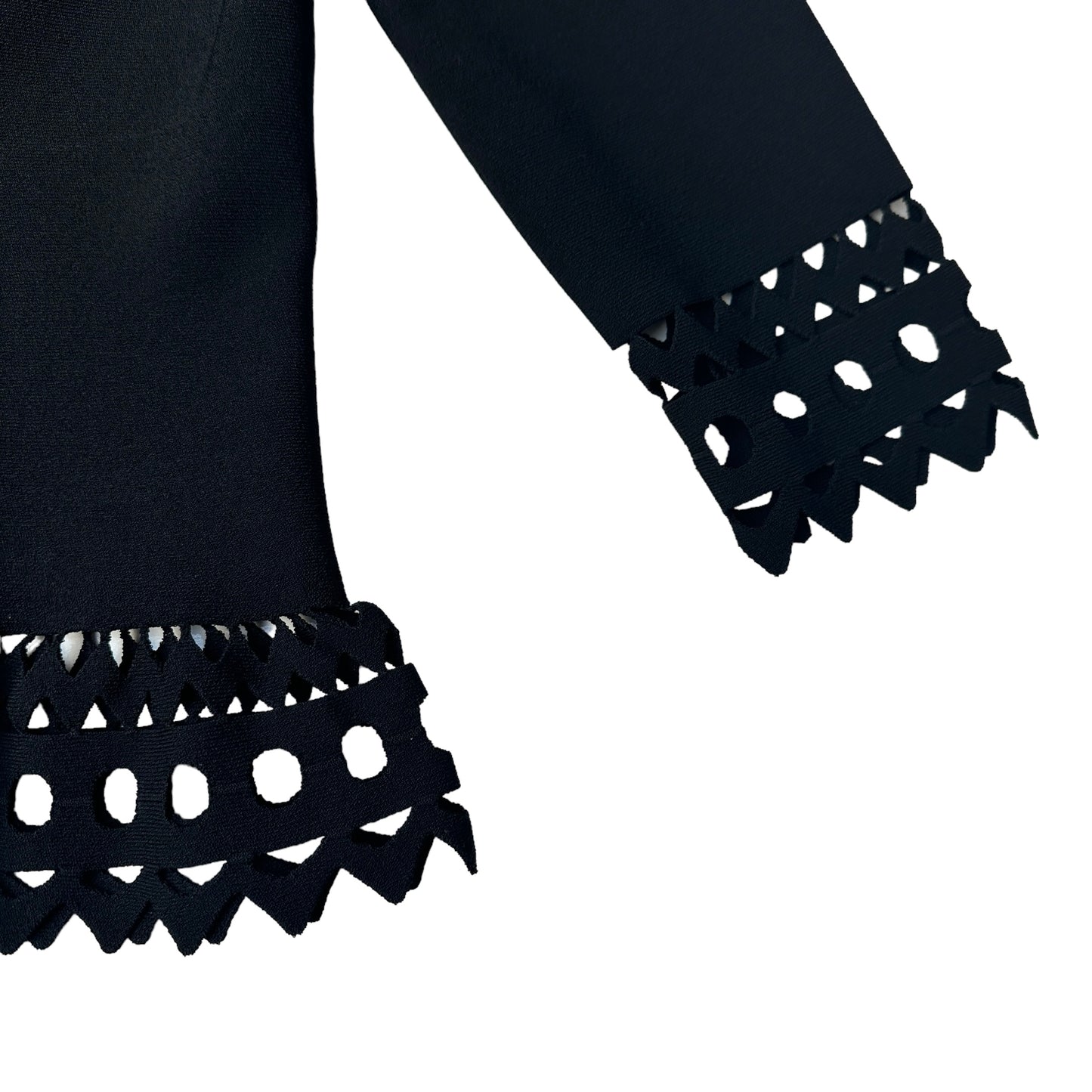 Black Fitted Eyelet Top - S