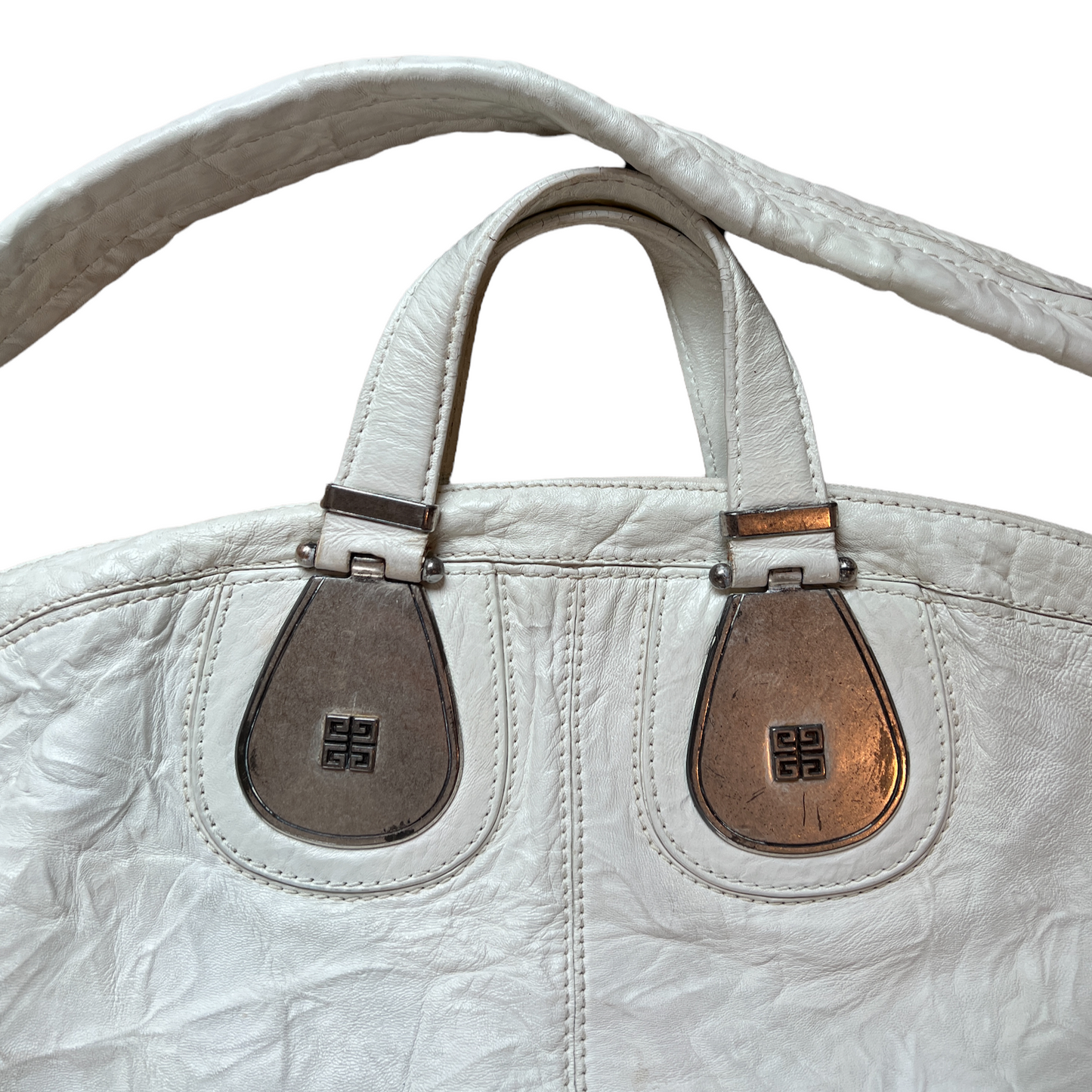 XL White Leather Nightingale Bag