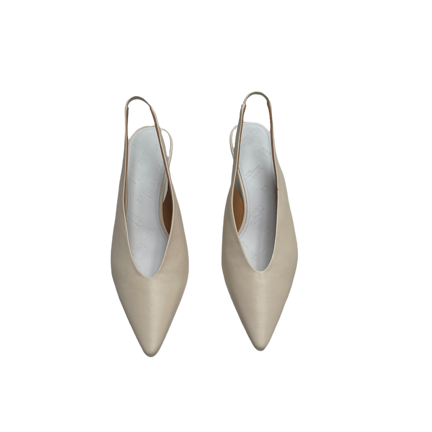Cream Leather Kitten Heels - 7.5