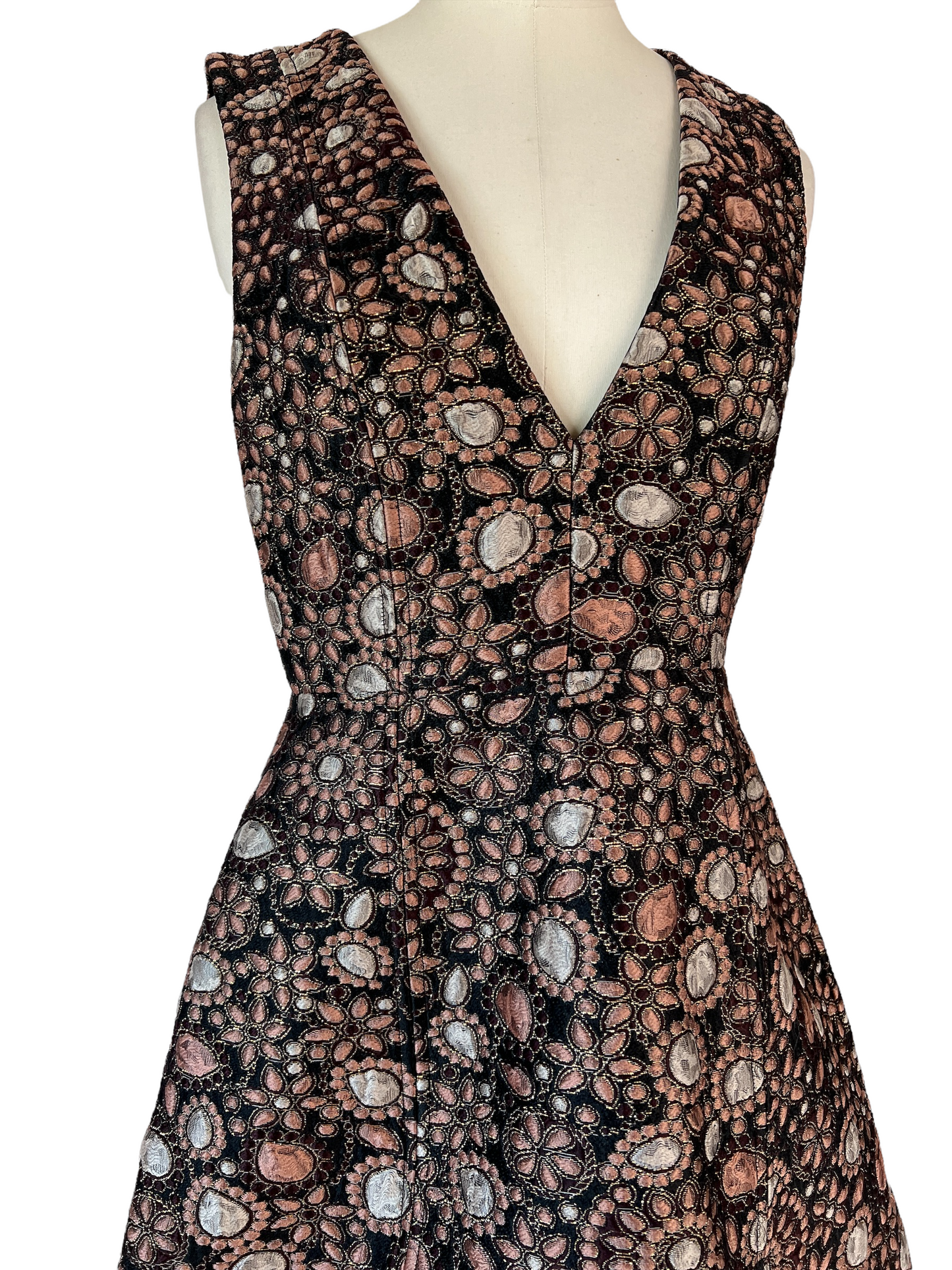 Black & Metallic Fabric Dress - 2