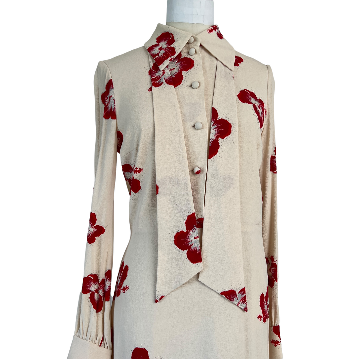 Long Cream and Flower Dress - 36
