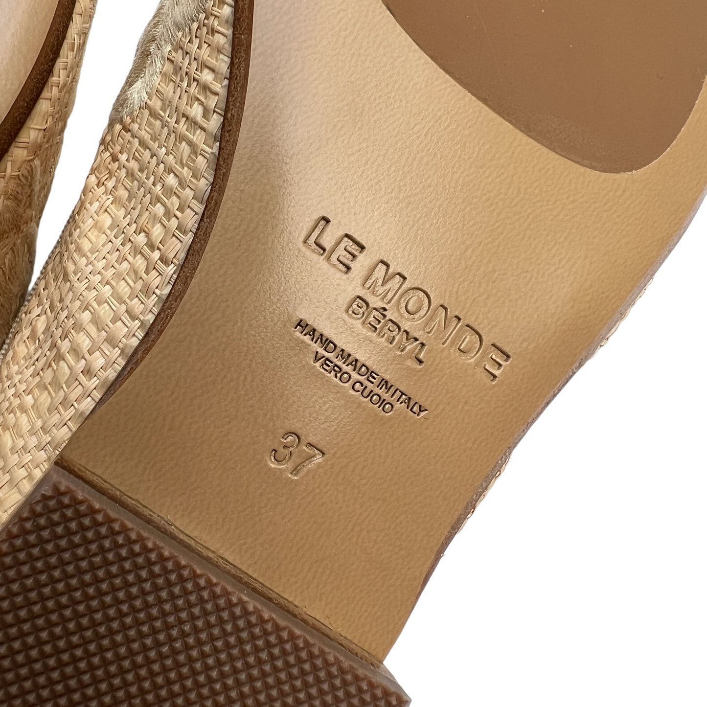 Beige Raffia Slides - 7
