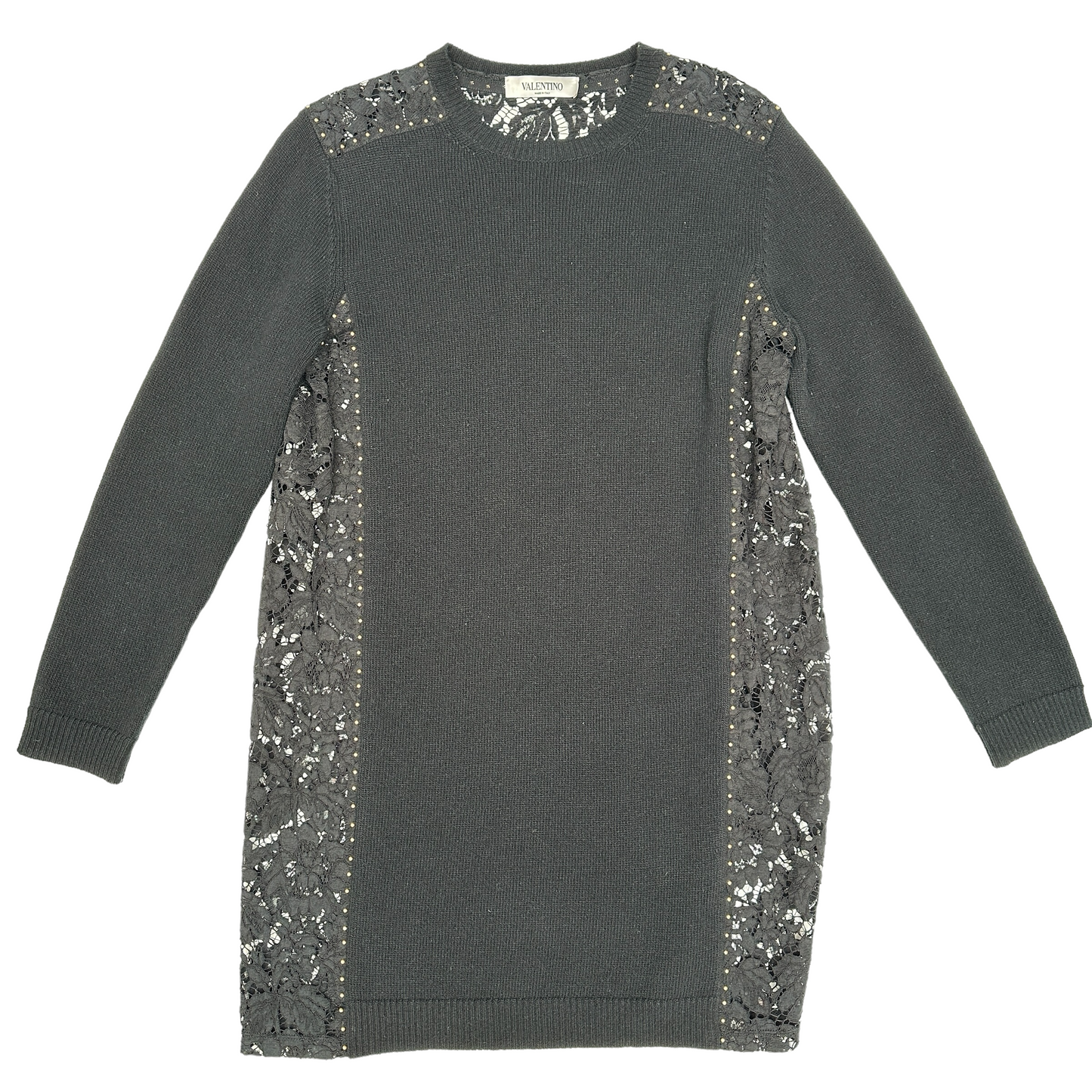 Black Dress with Lace & Studs - M