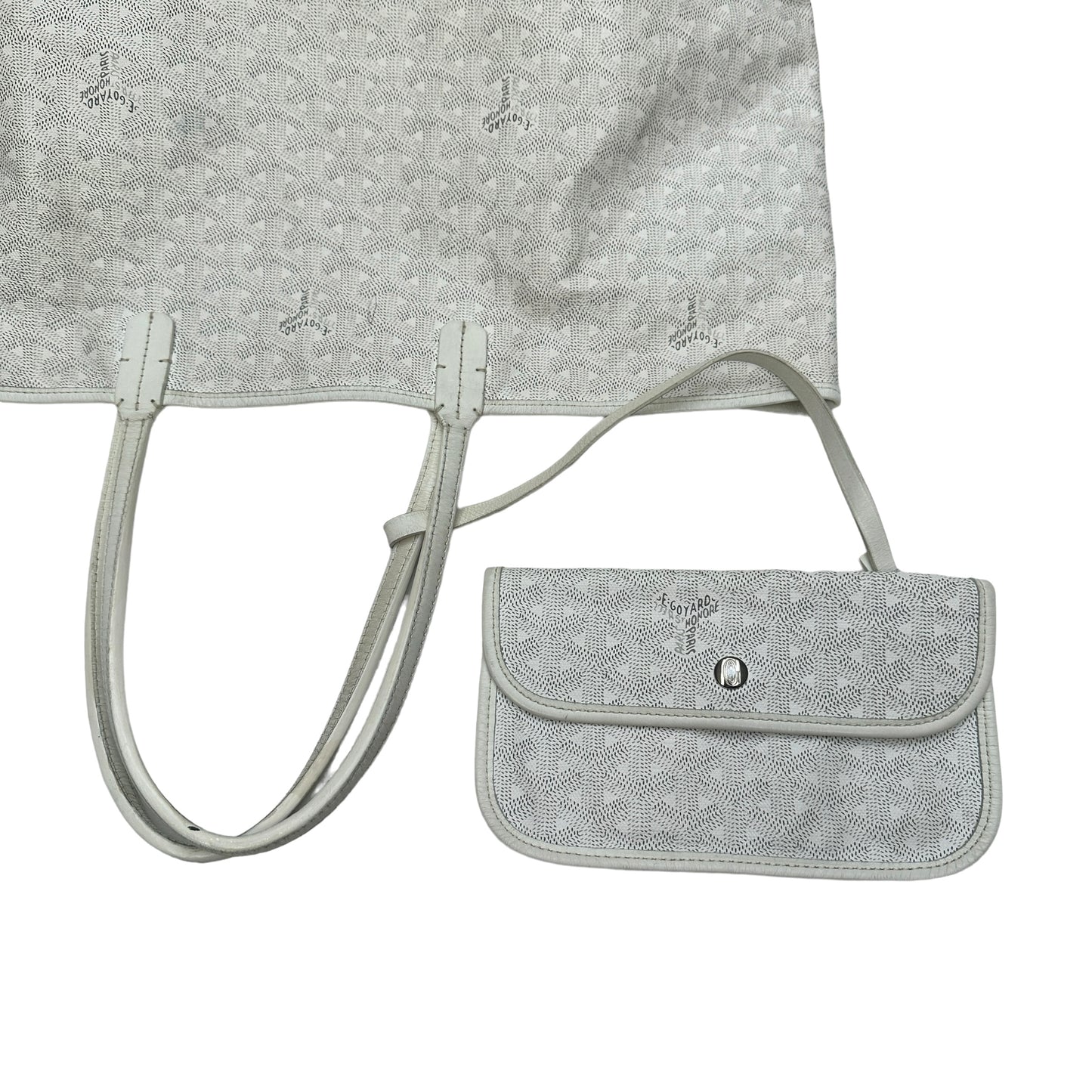 White Goyardine St. Louis Tote w/Pouch