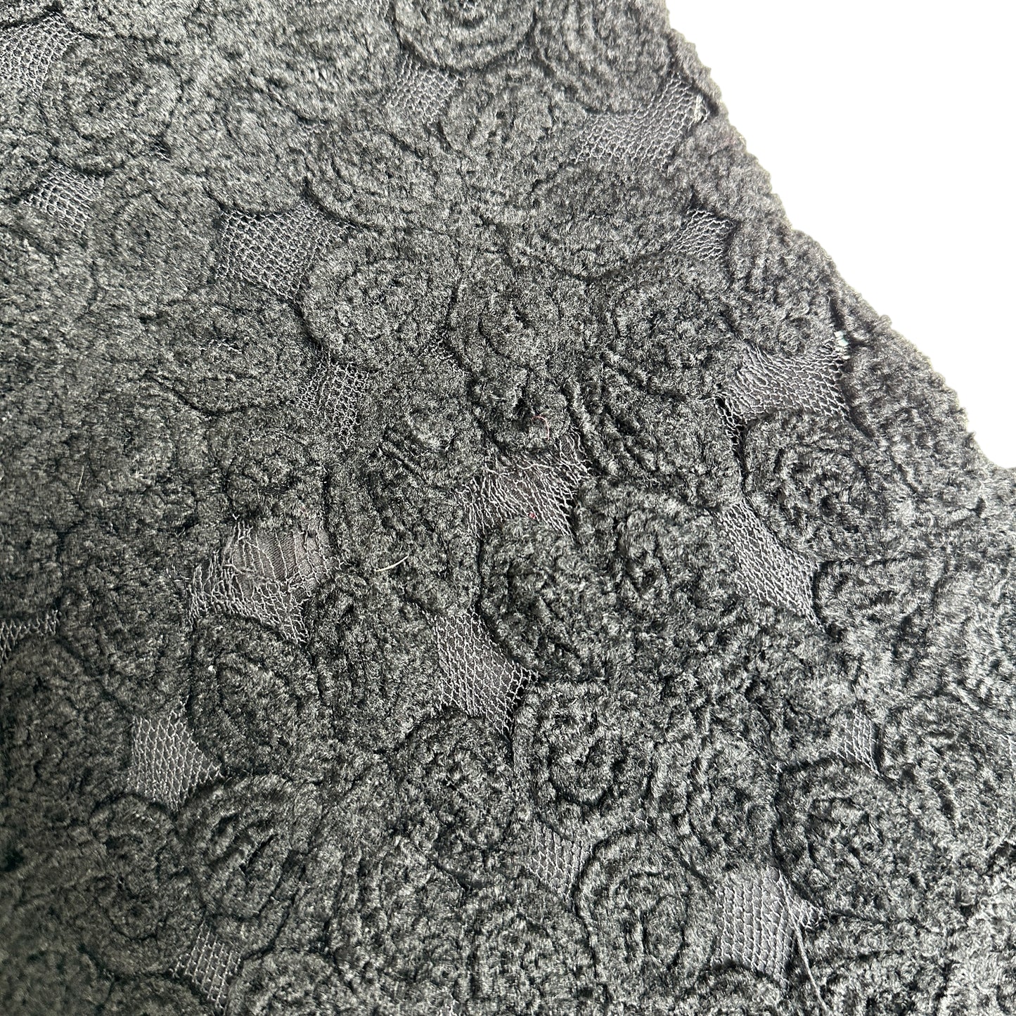 Black Flower Pattern Knit Dress - XS