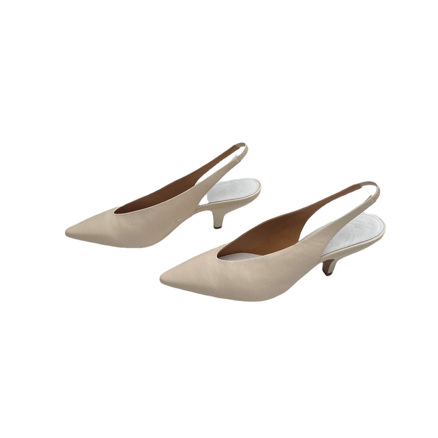 Cream Leather Kitten Heels - 7.5