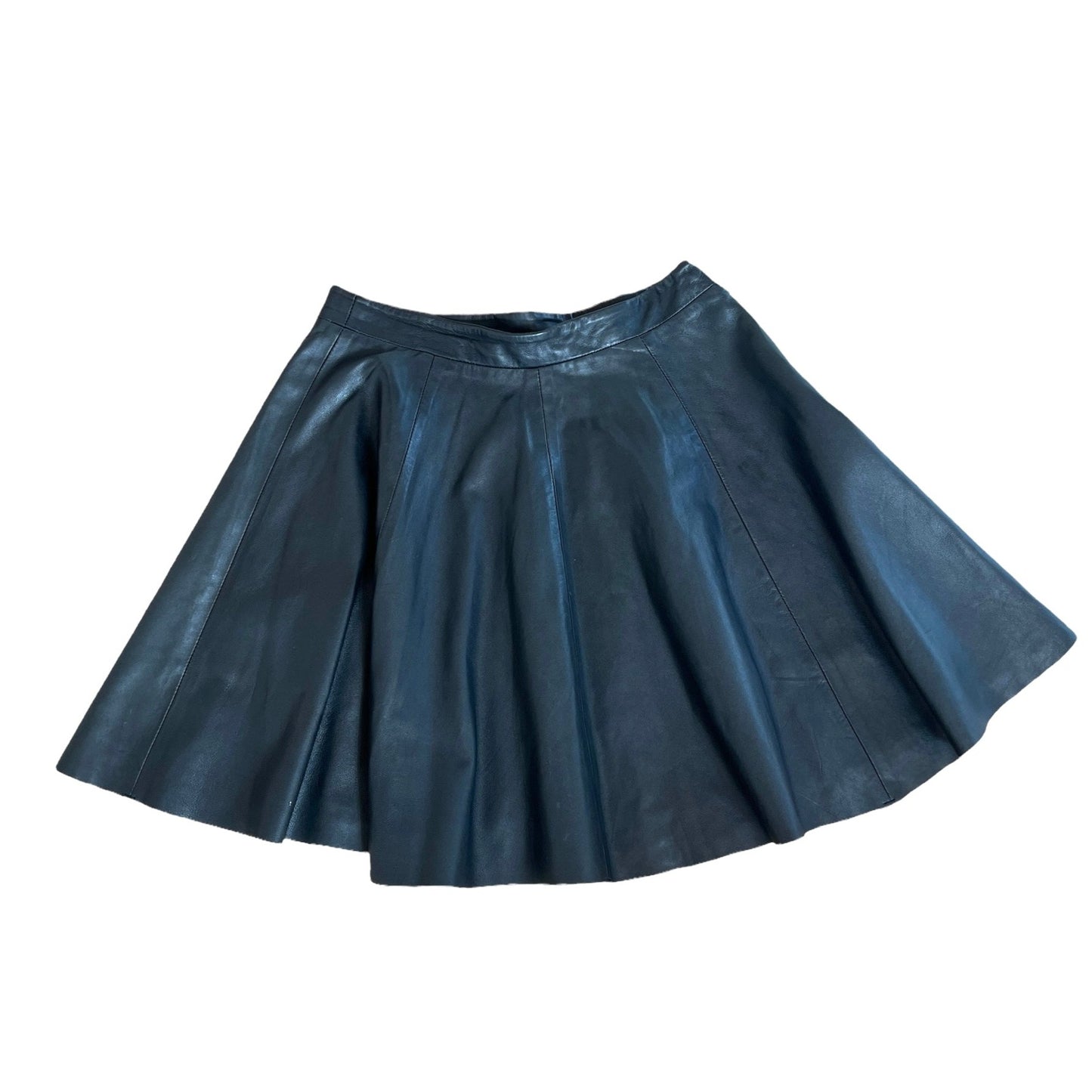 Black Leather Mini Skirt - S