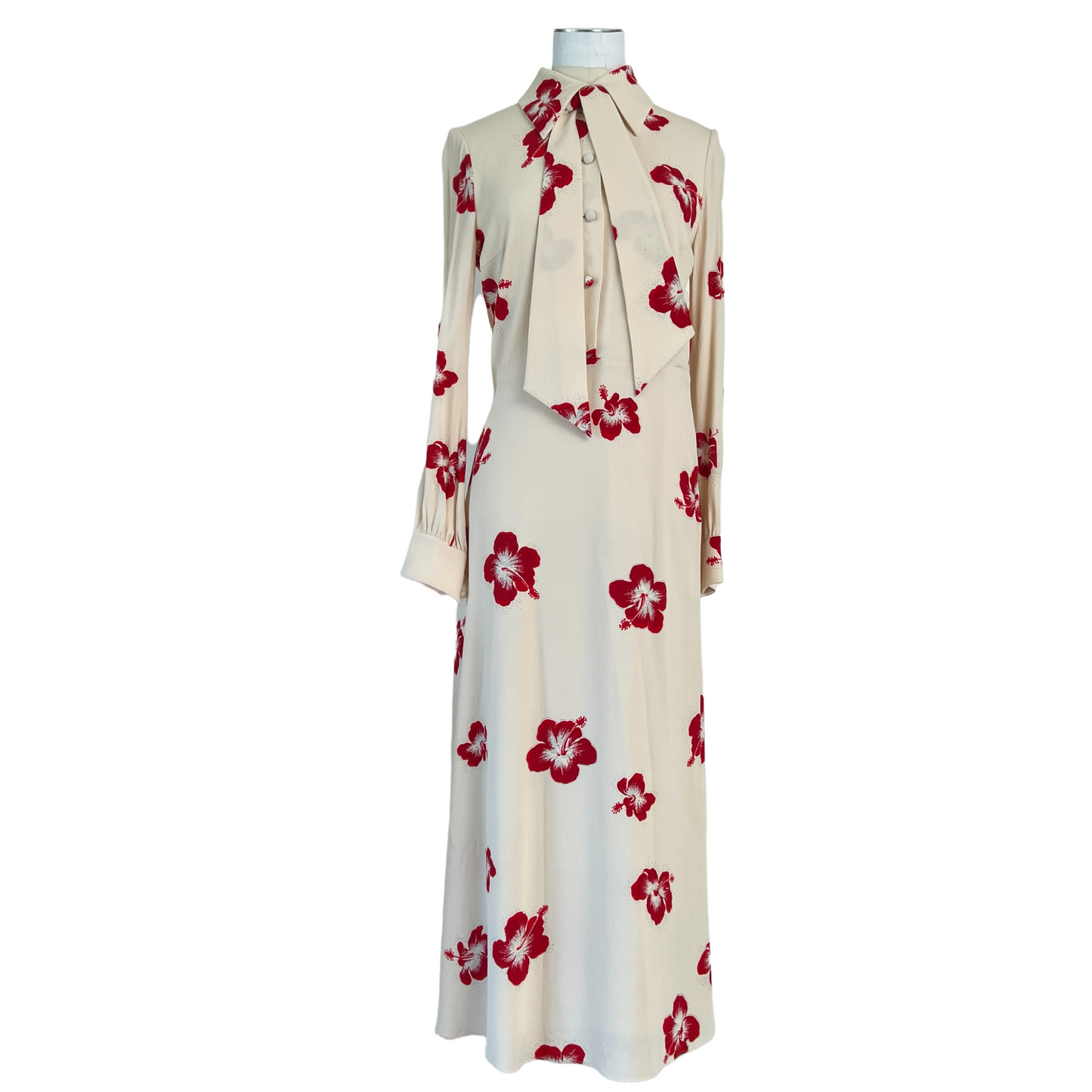 Long Cream and Flower Dress - 36