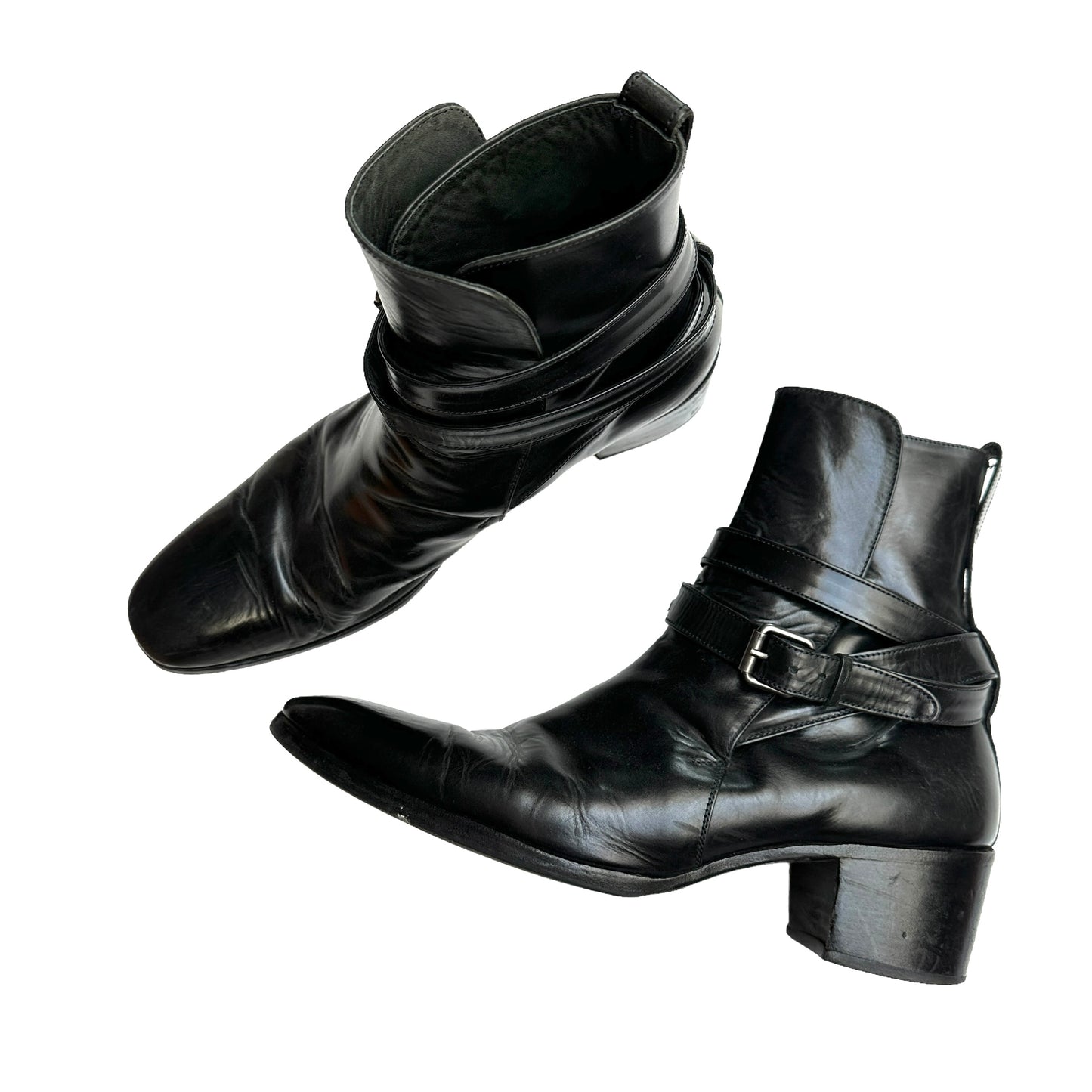 Men Black Leather Boots - 44