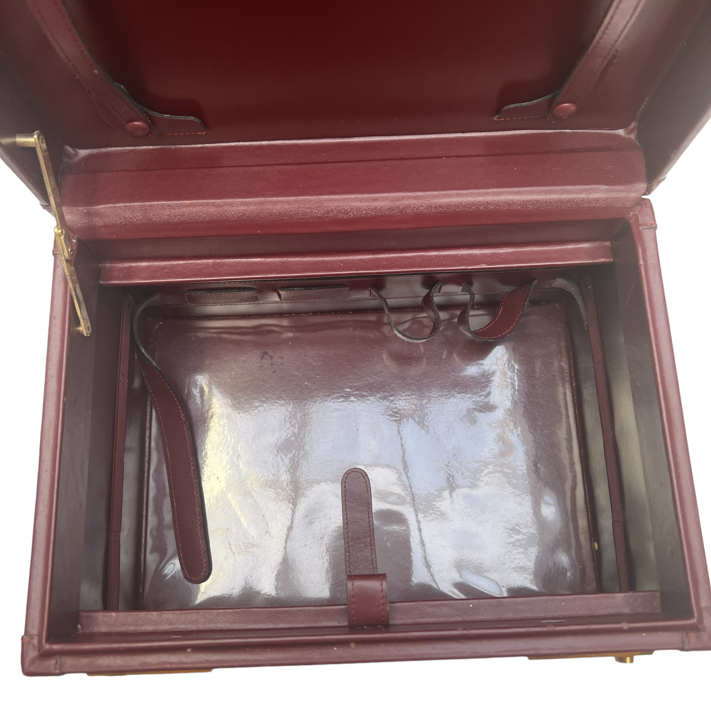 Burgundy Leather Jewelry Trunk