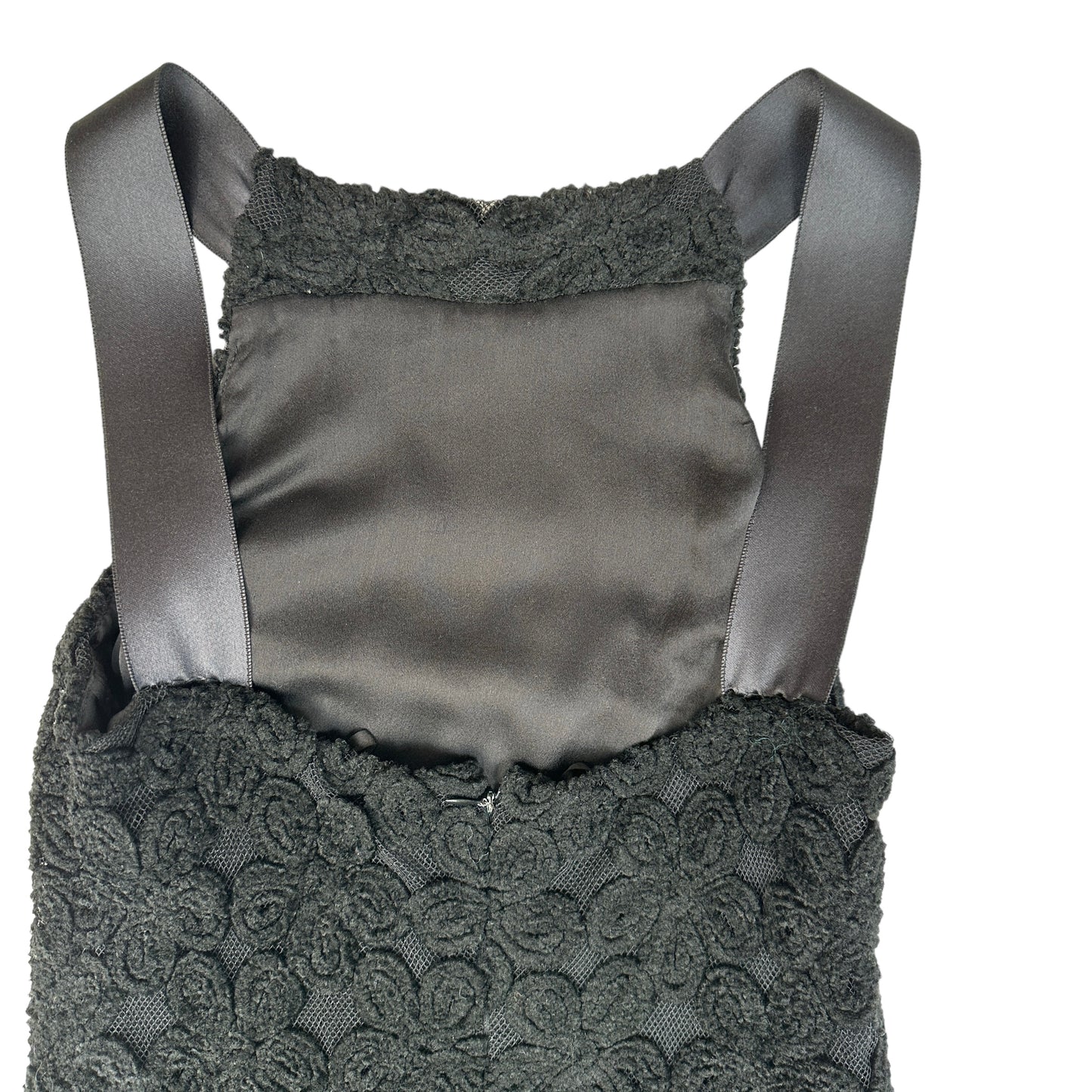 Black Flower Pattern Knit Dress - XS